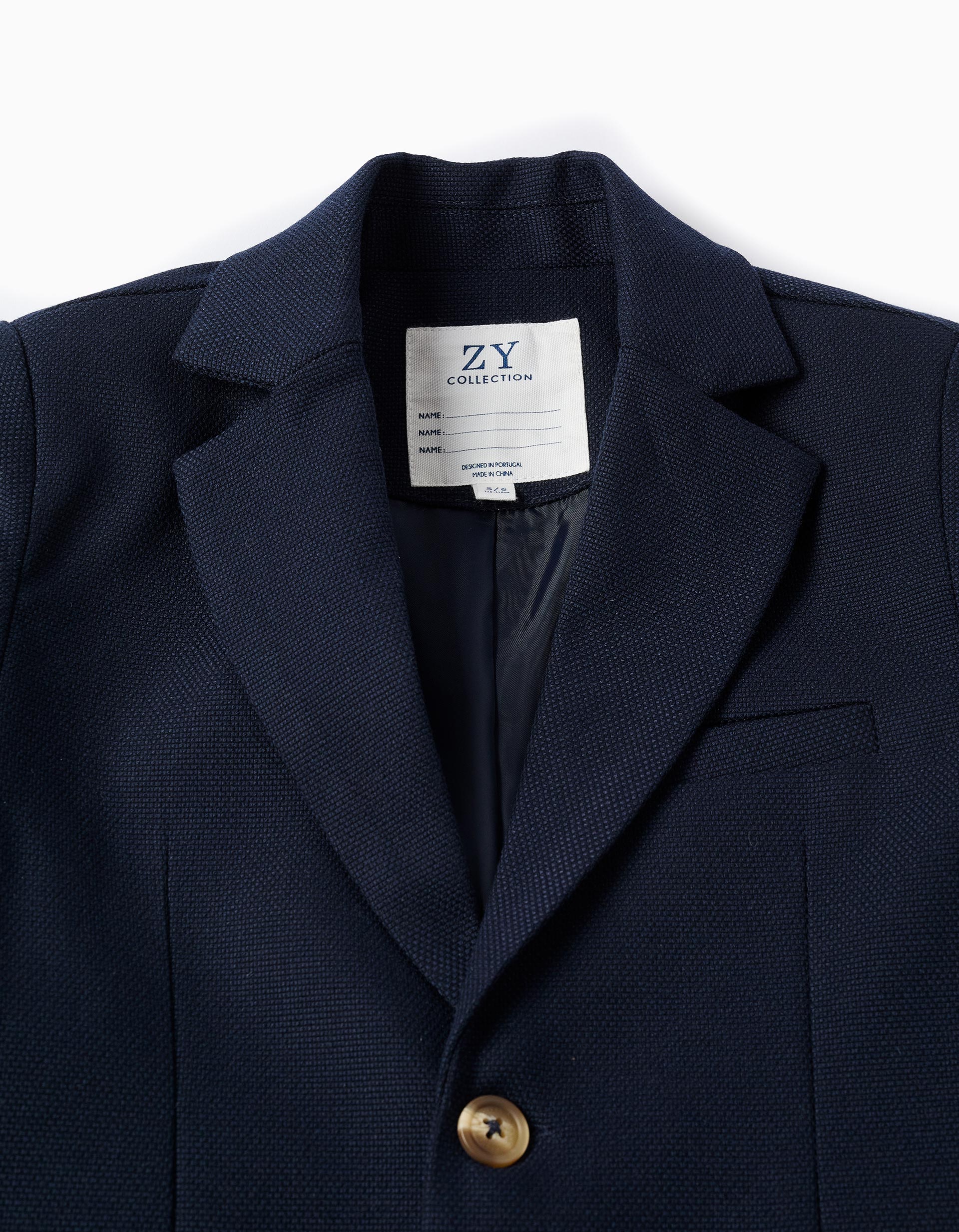 Piqué blazer with flap pockets for boys, dark blue - Image 3