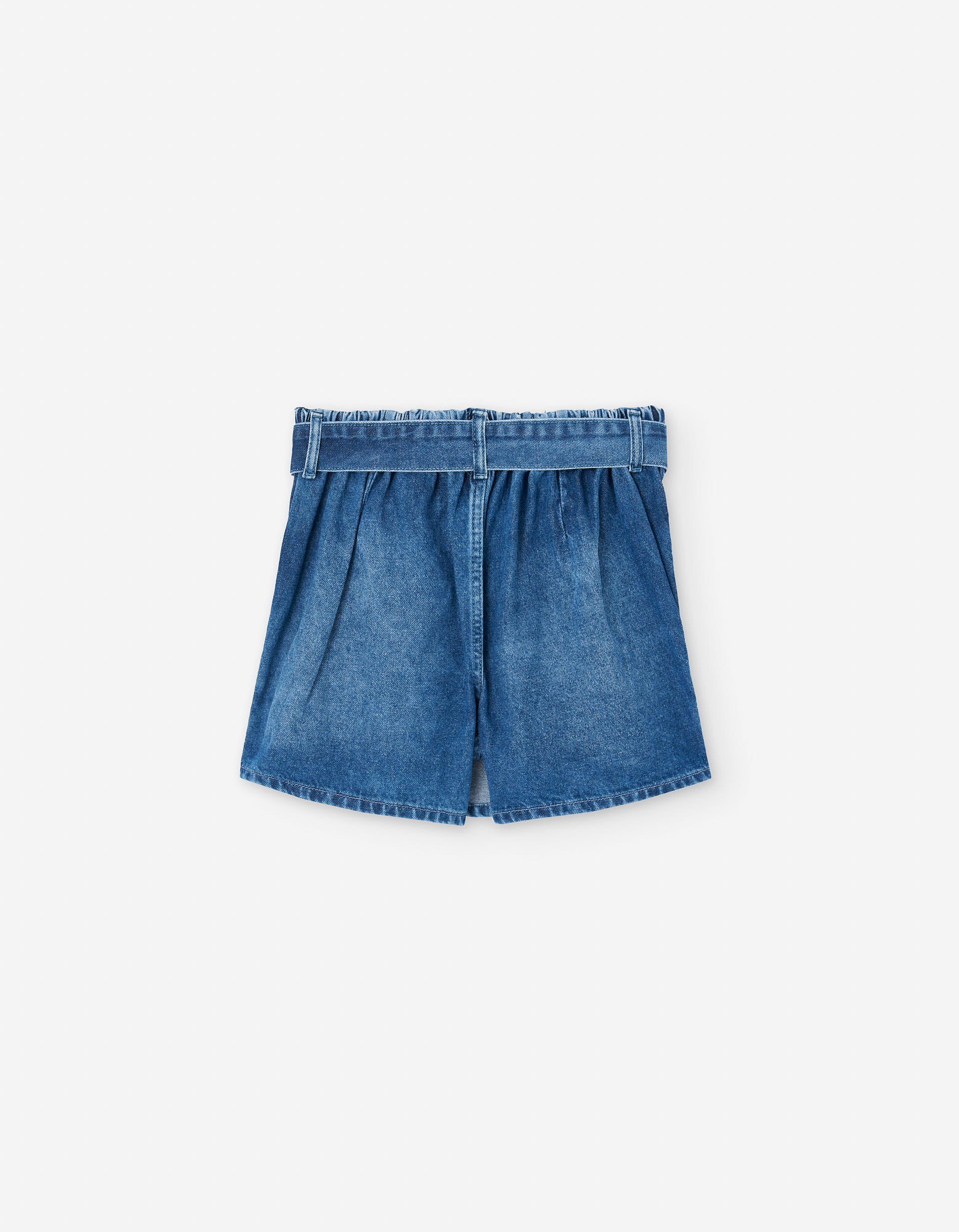 Pleated skort in denim with belt for girls, blue - Image 2