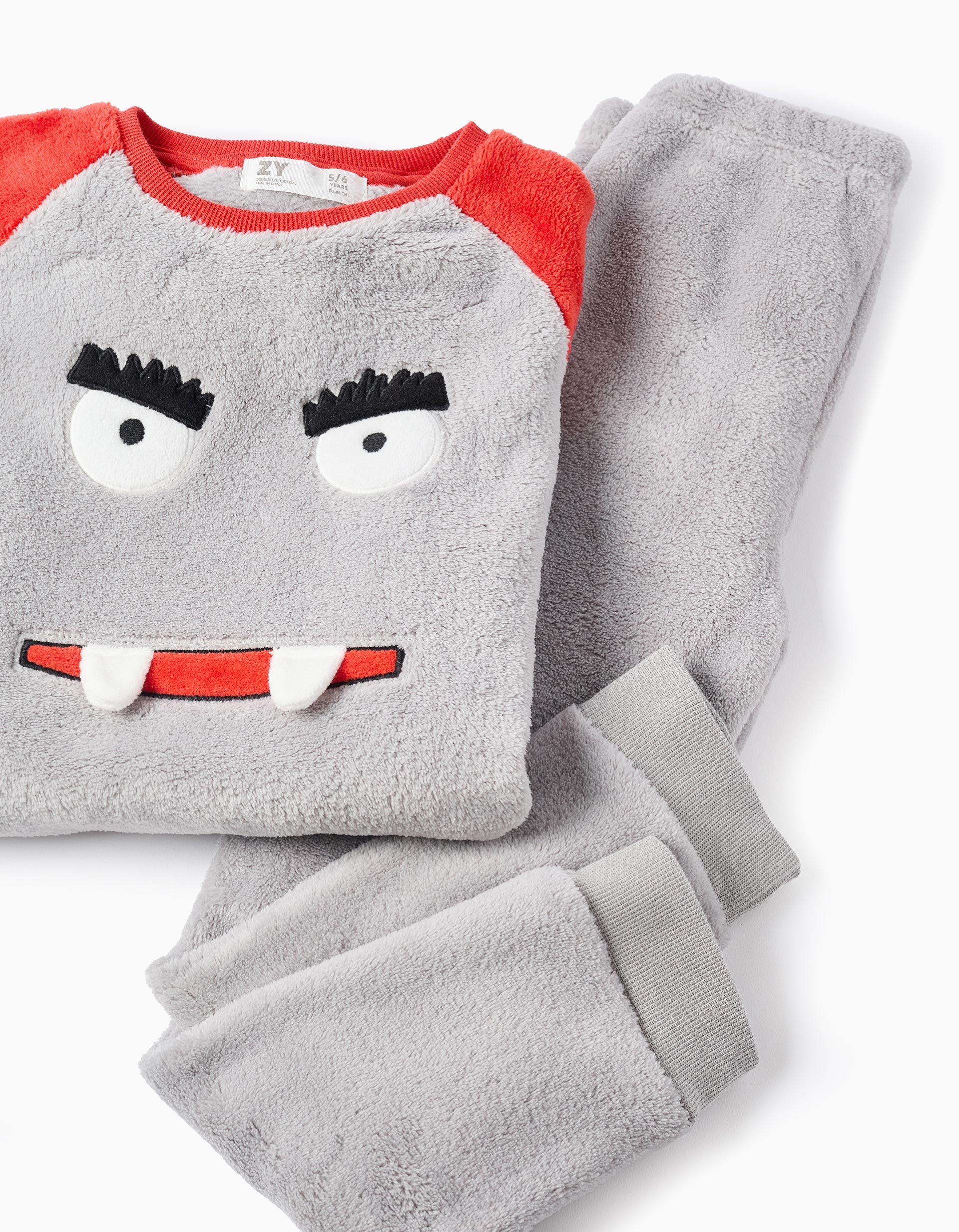 Plush pyjamas with Monsters of Emotions embroidery for boys, grey/red - Image 4