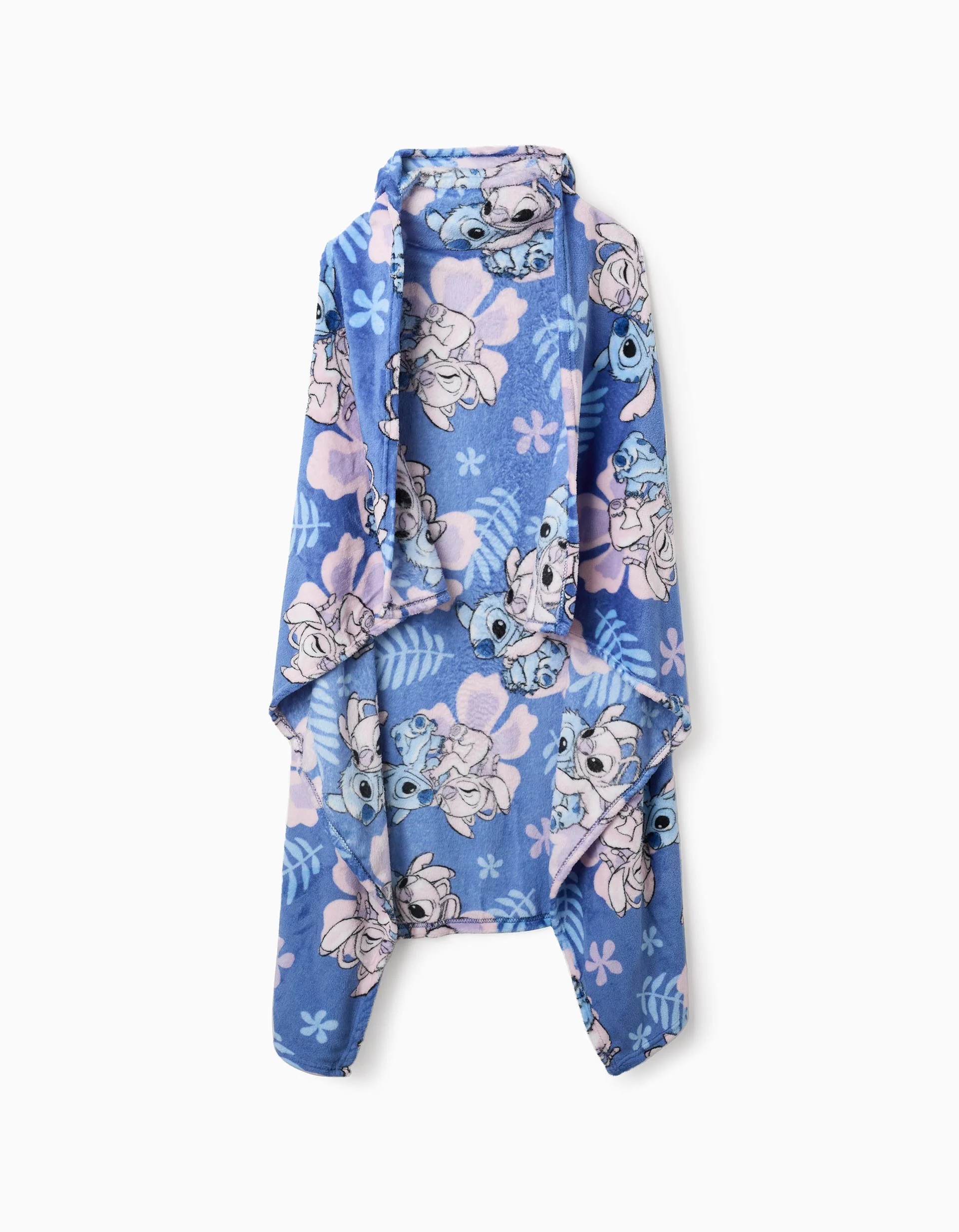 Poncho-Style Blanket with Hood Stitch 120x150 cm, Blue