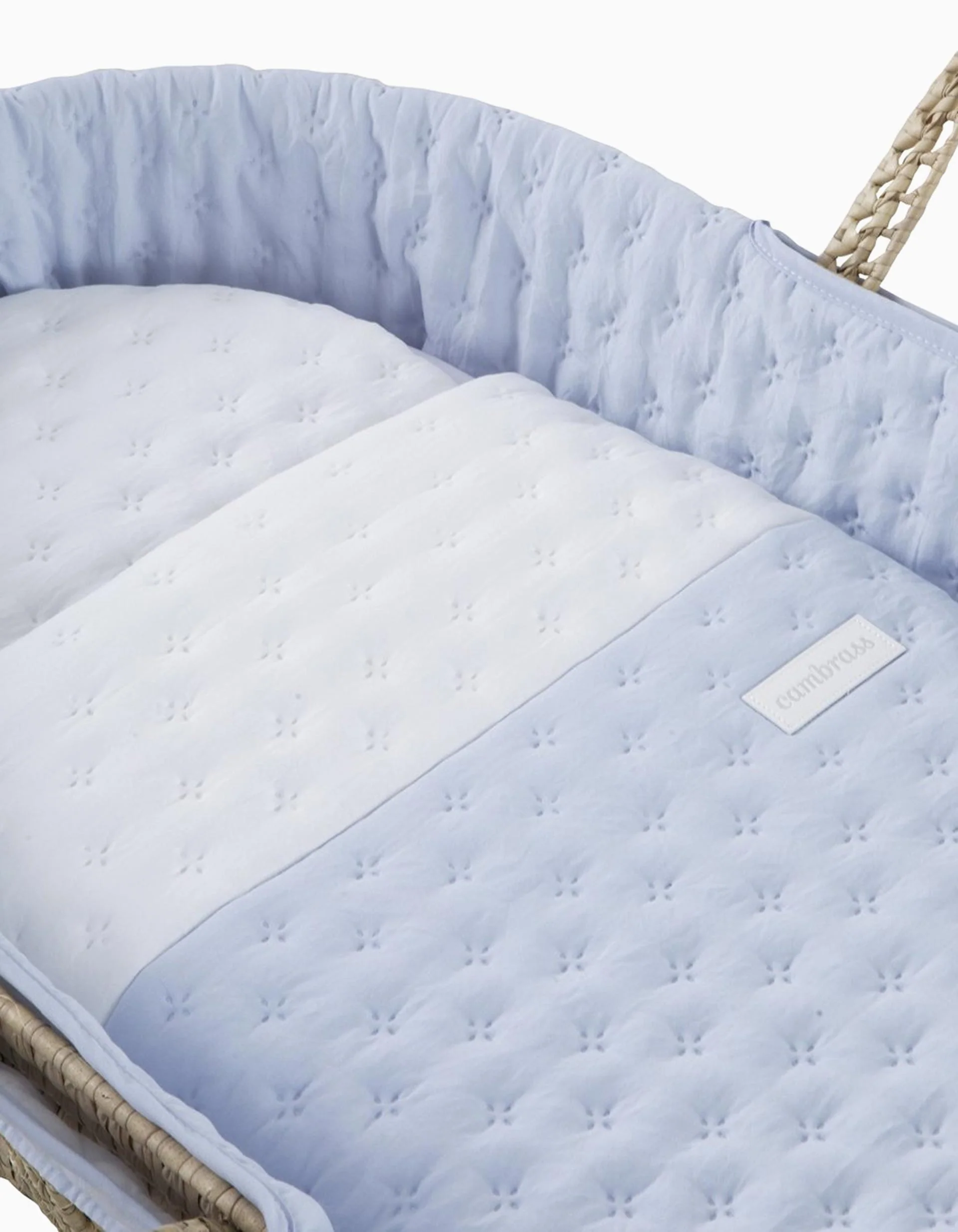 Quilted Basket Carrycot Cambrass 39x80x25 cm, Soft Blue - Image 2