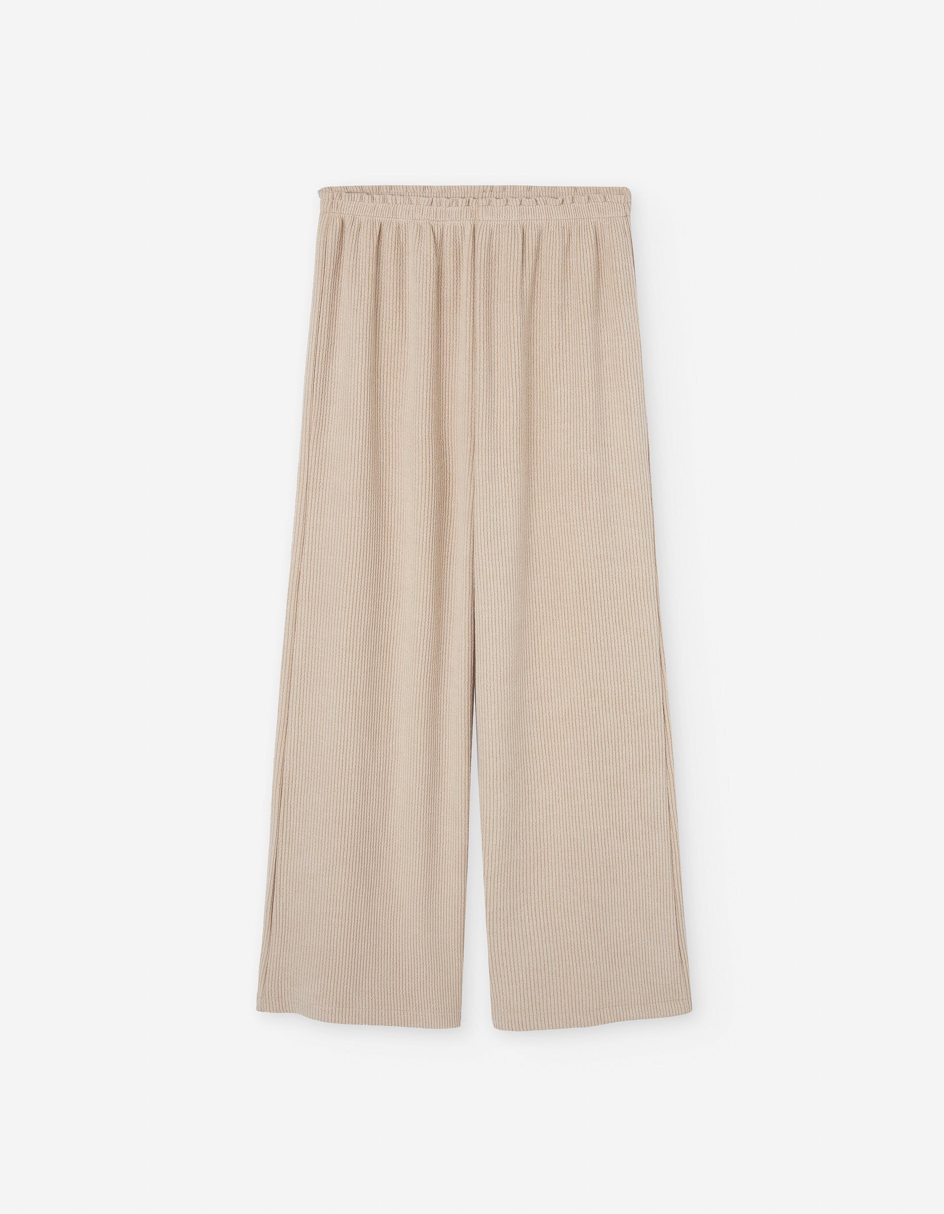 Ribbed wide leg trousers for girls, beige
