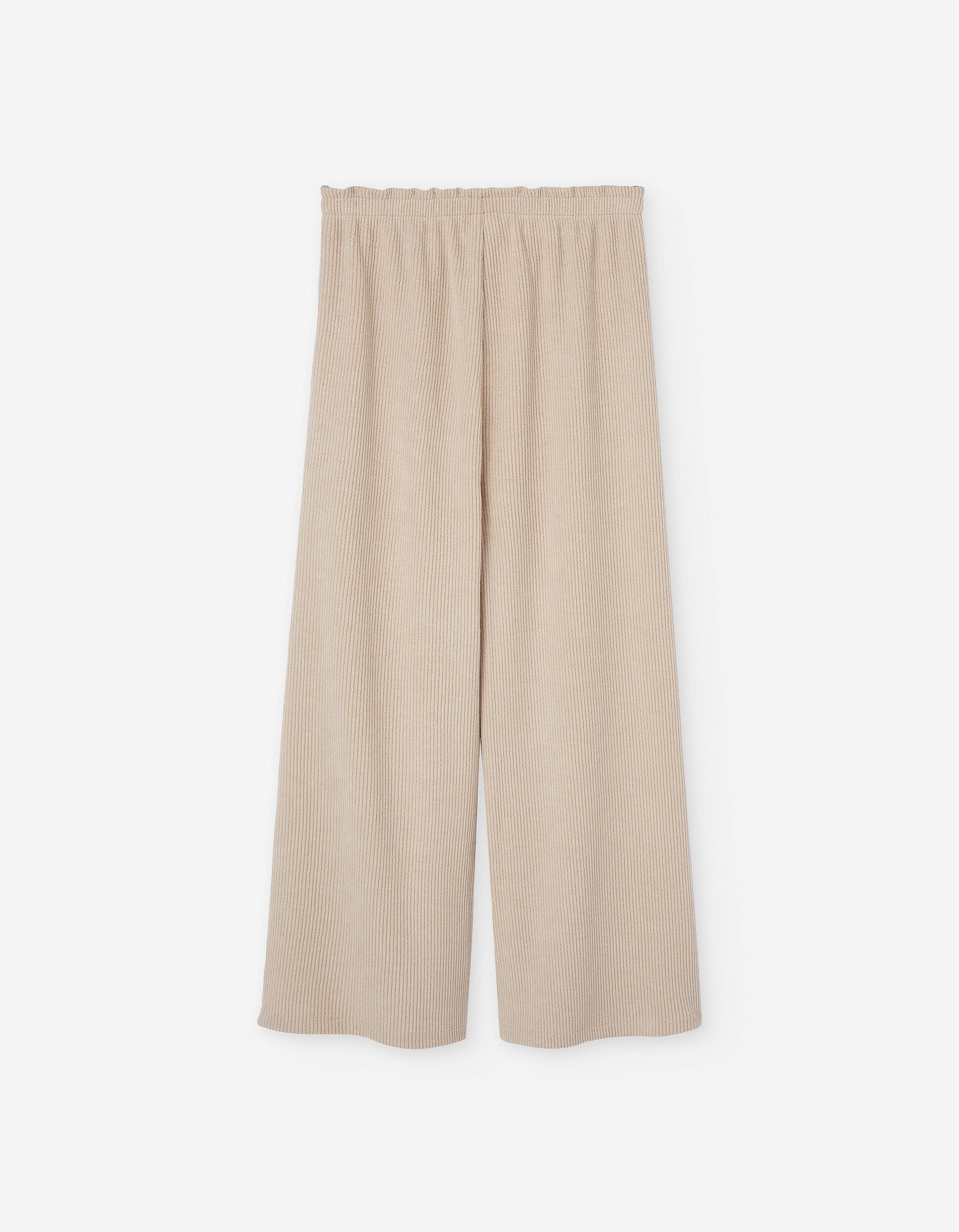 Ribbed wide leg trousers for girls, beige - Image 2