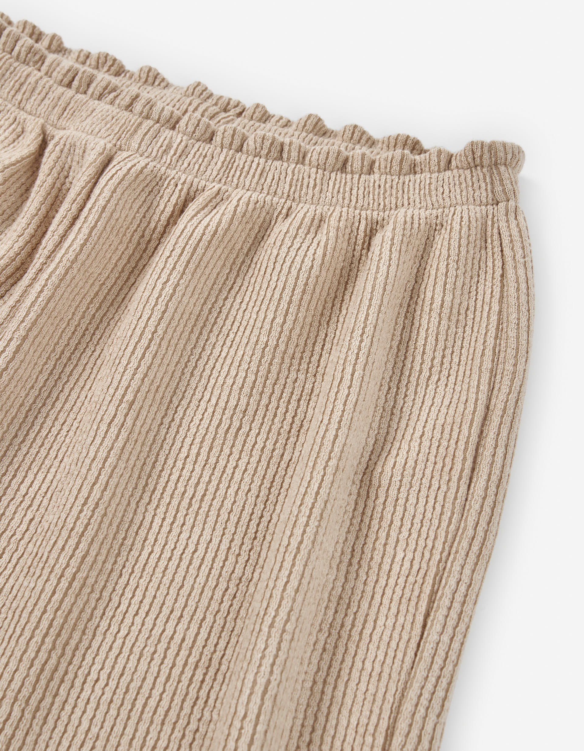 Ribbed wide leg trousers for girls, beige - Image 3