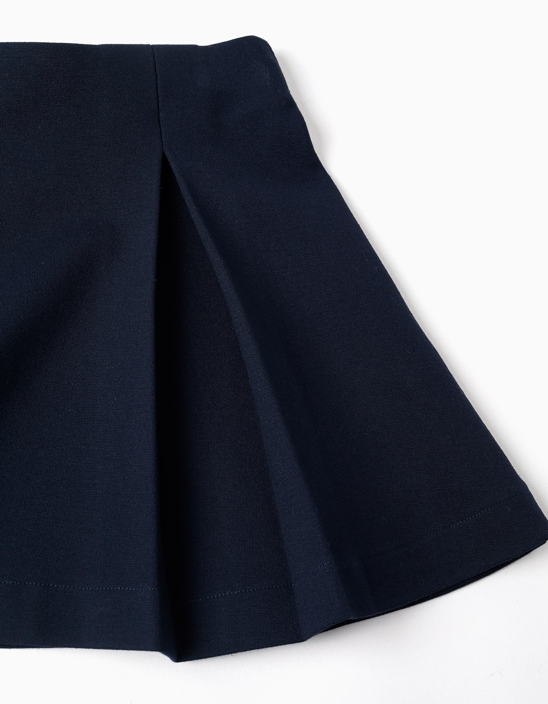 Roma knit skirt with front and back pleats for girls, dark blue - Image 4