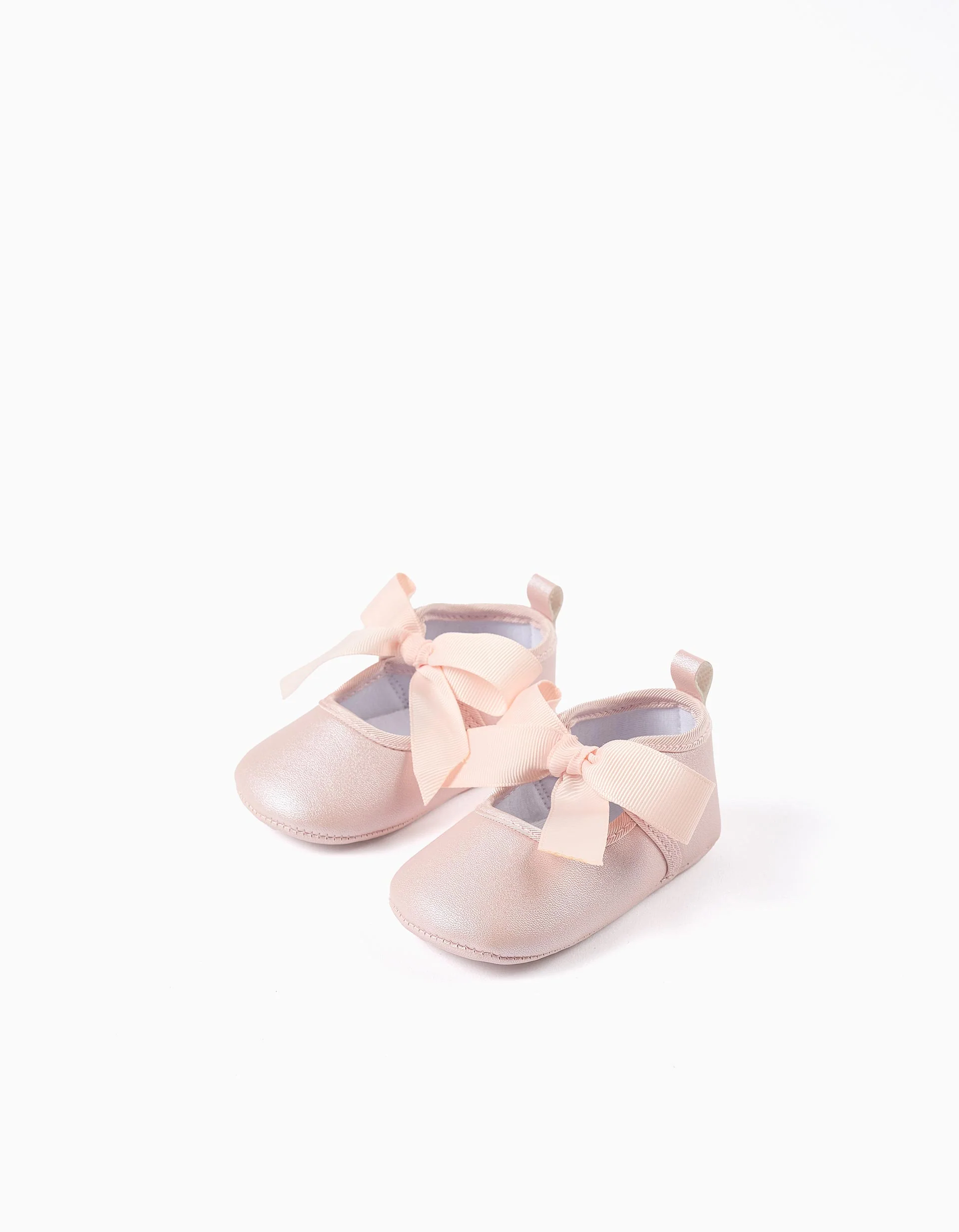 Satin Bow Ballerina Flats for Newborn Girls, Pink