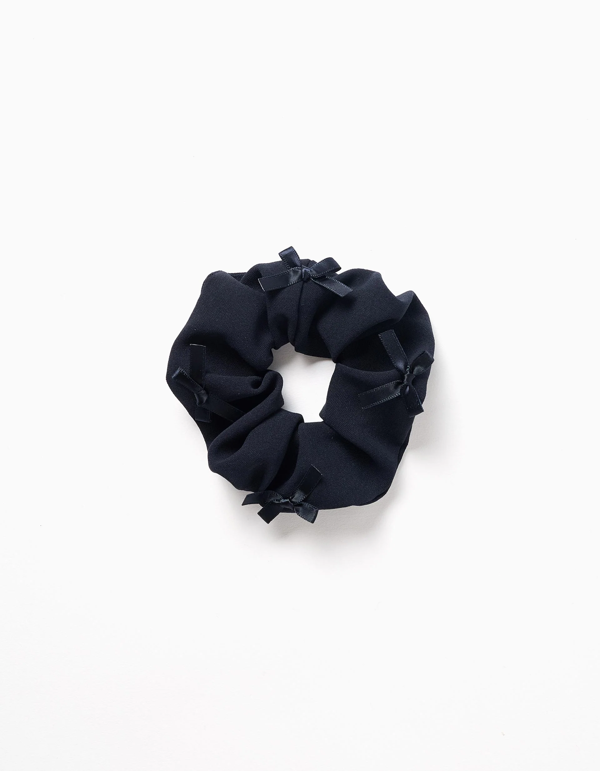 Scrunchie with bow appliqué for babies and for girls, dark blue