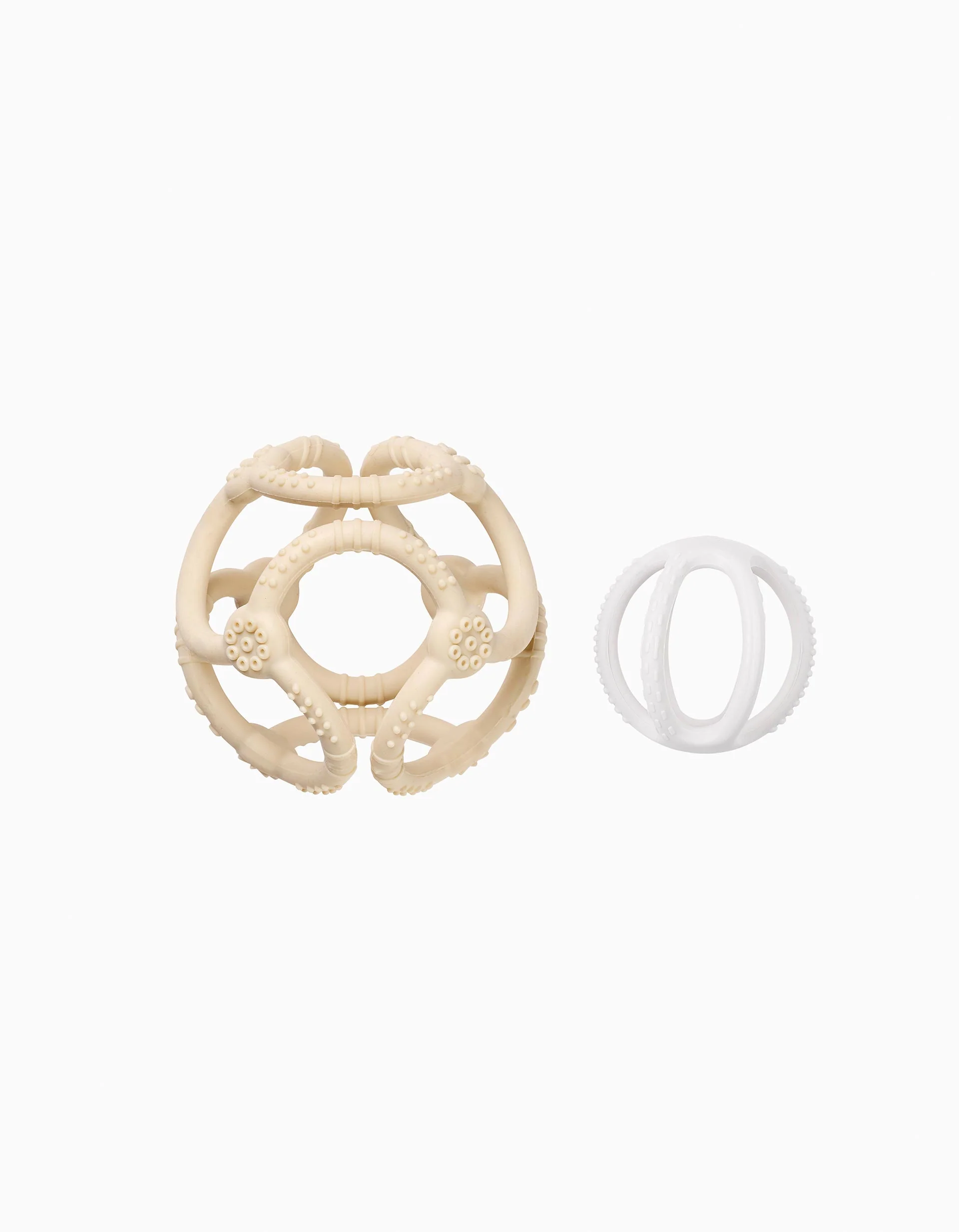 Set of 2 Teething Ring and Rattle Silicone Balls Nattou 3M+, Clay - Image 3