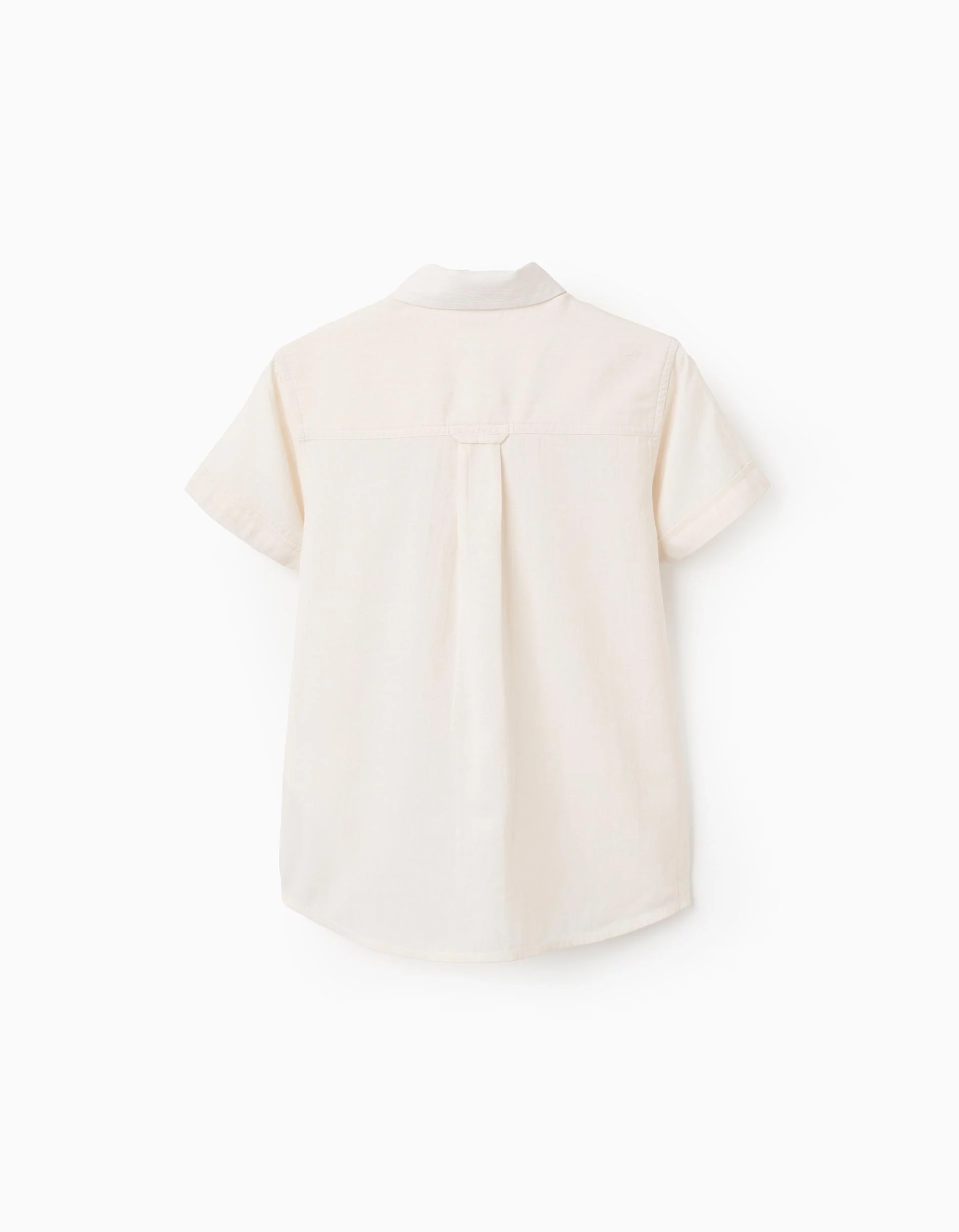 Short Sleeve Plain Cotton Shirt for Boys, Beige - Image 2