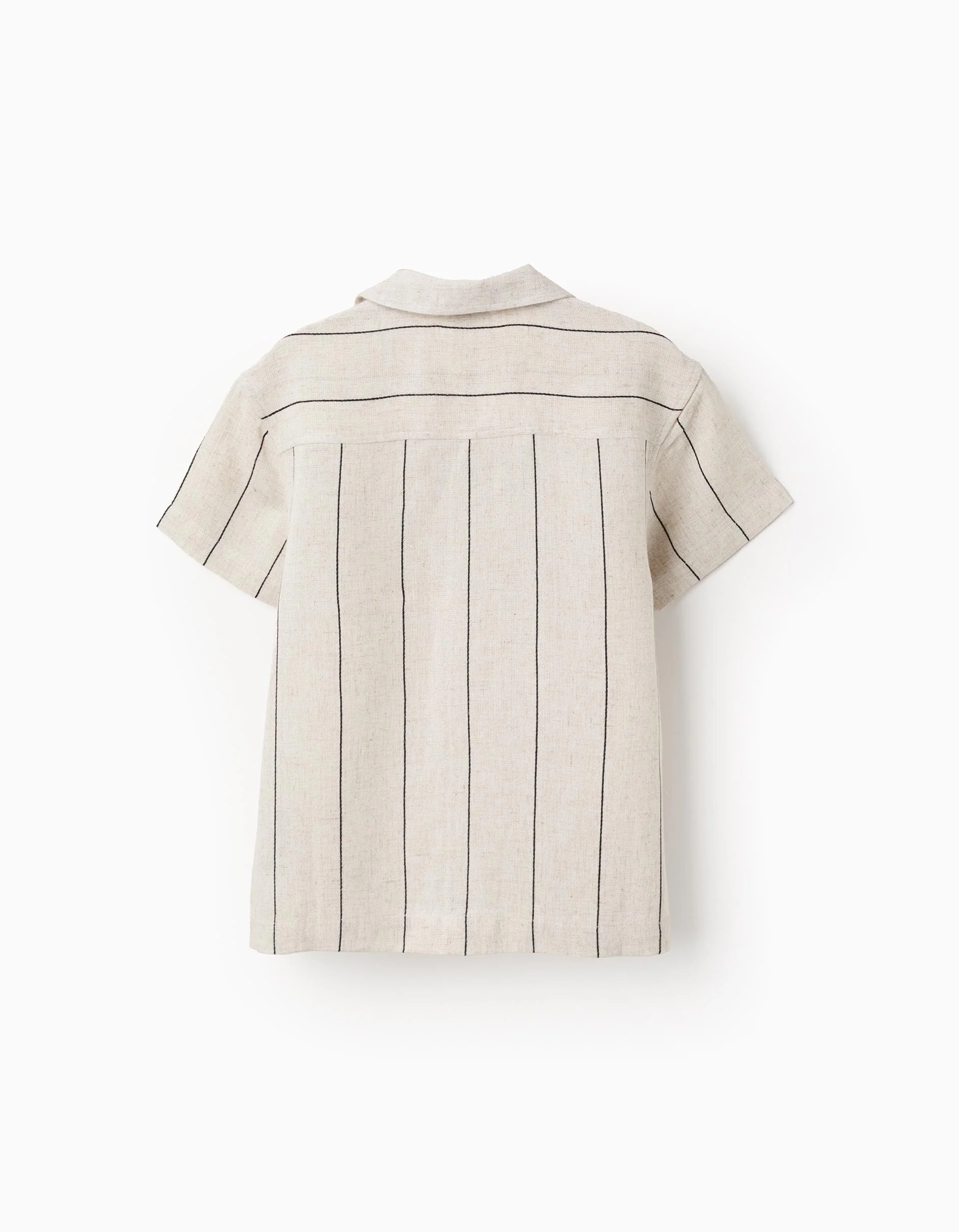 Short Sleeve Shirt in Viscose and Linen for Boys, Beige - Image 3