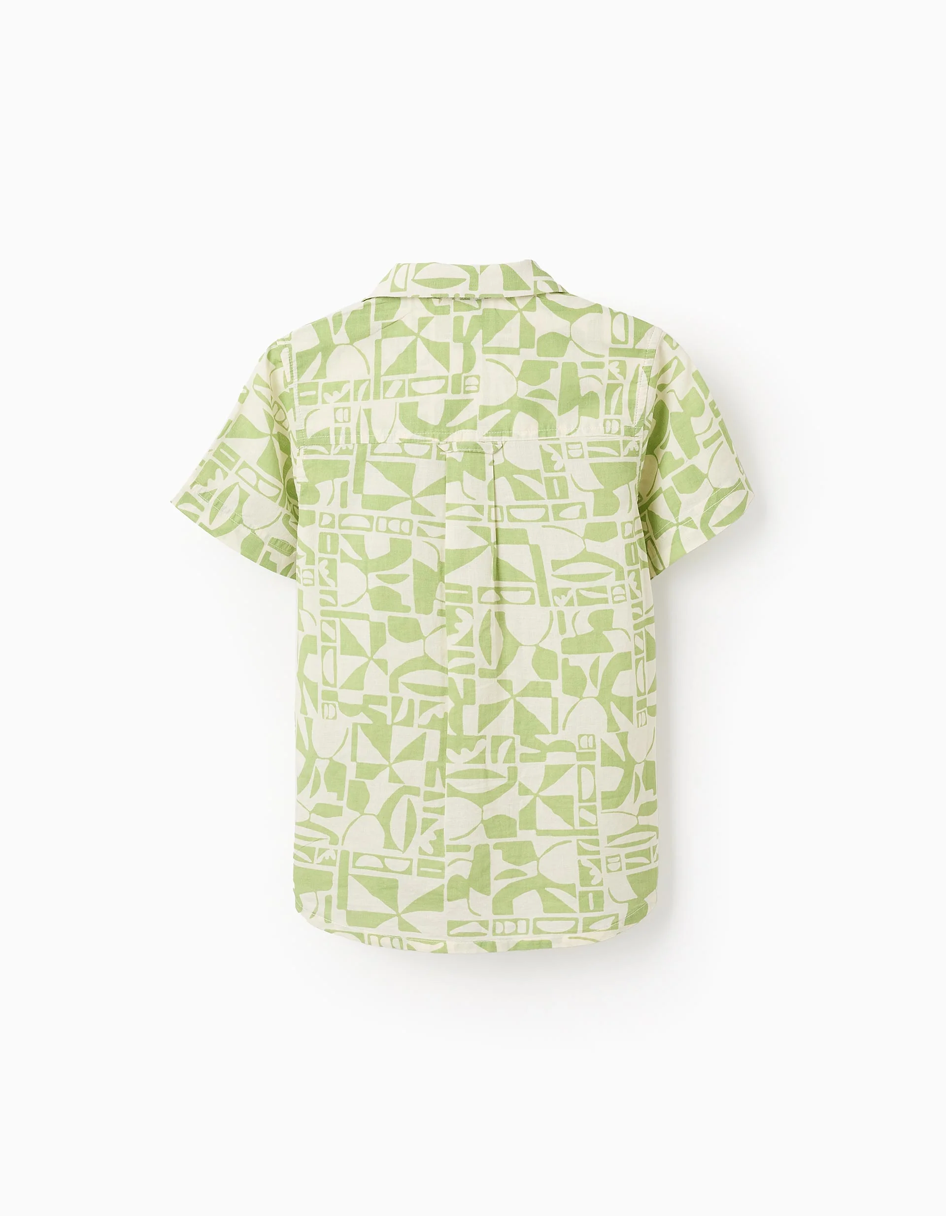Short Sleeve Shirt with Pattern for Boys, Green/White - Image 4