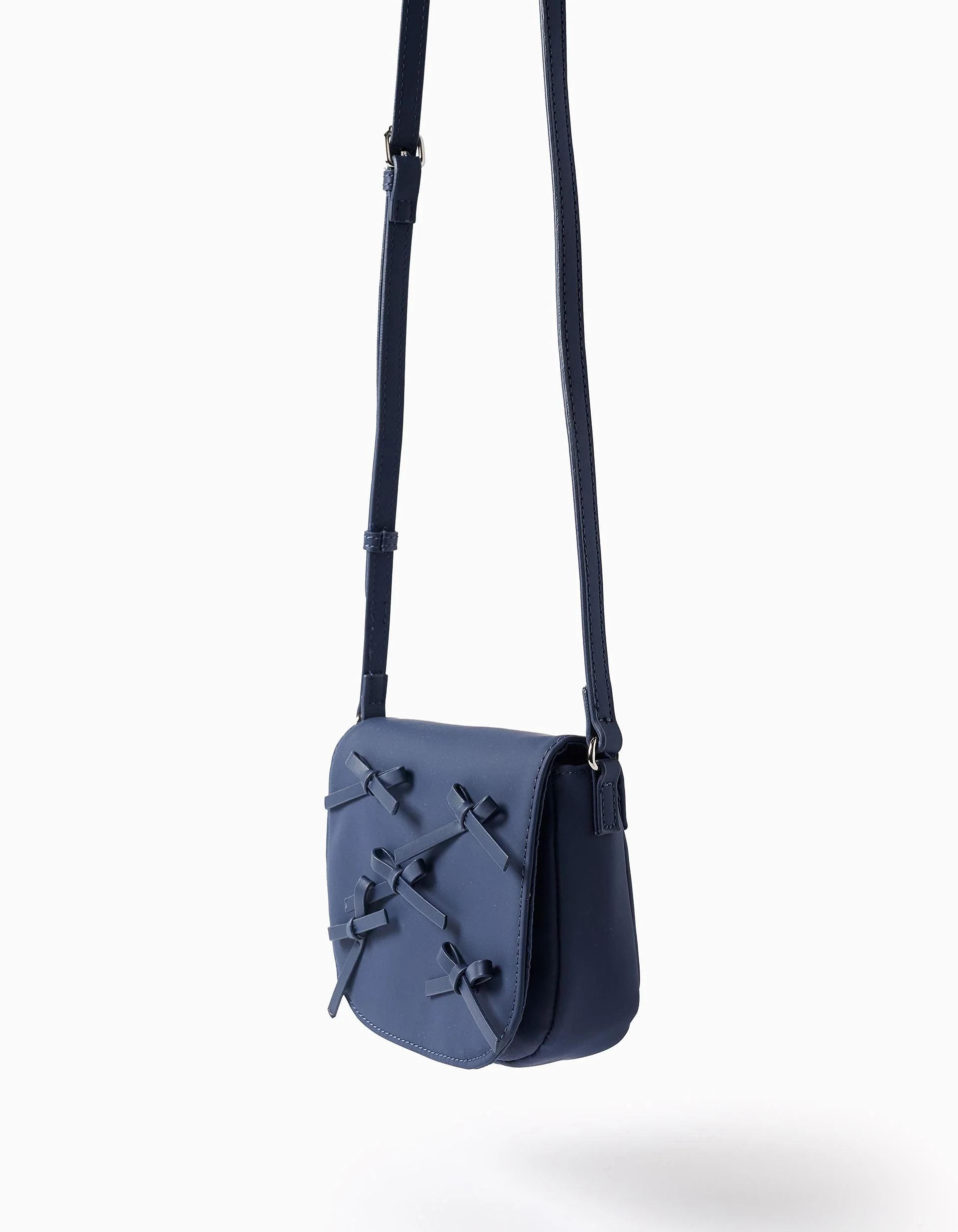 Shoulder bag with bow appliqué for girls, dark blue - Image 4