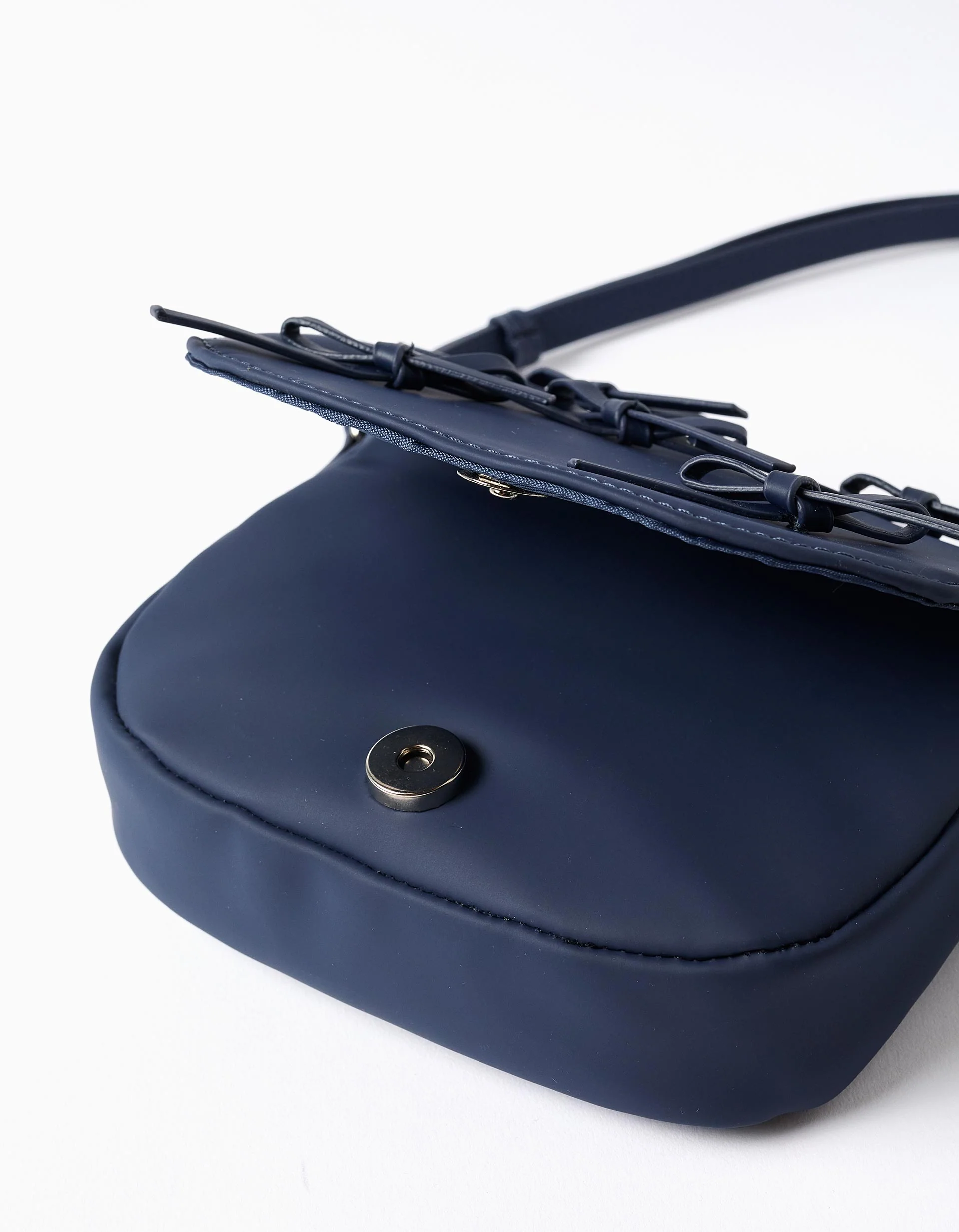 Shoulder bag with bow appliqué for girls, dark blue - Image 5