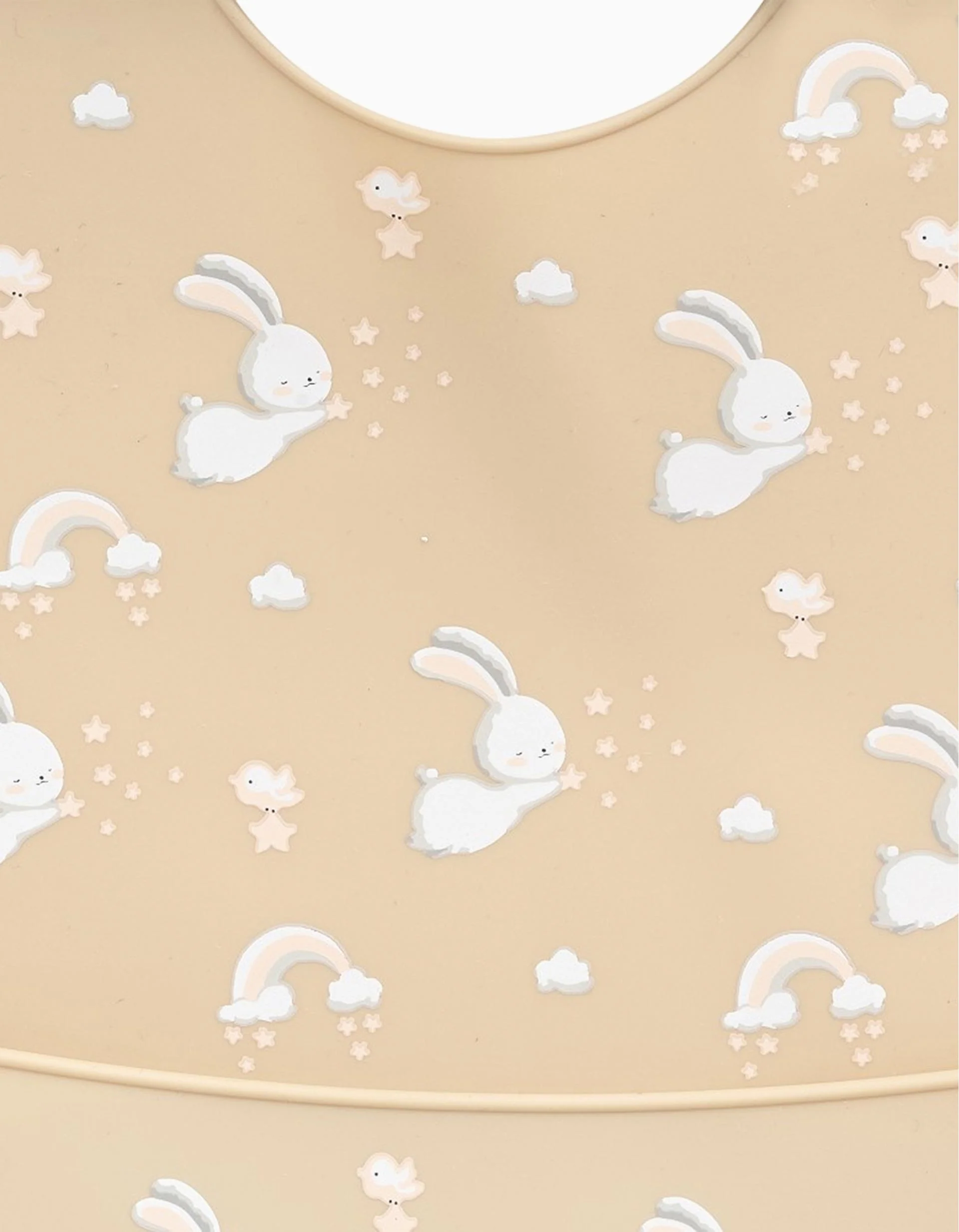 Silicone Bib Rabbits Interbaby, Beige - Image 3