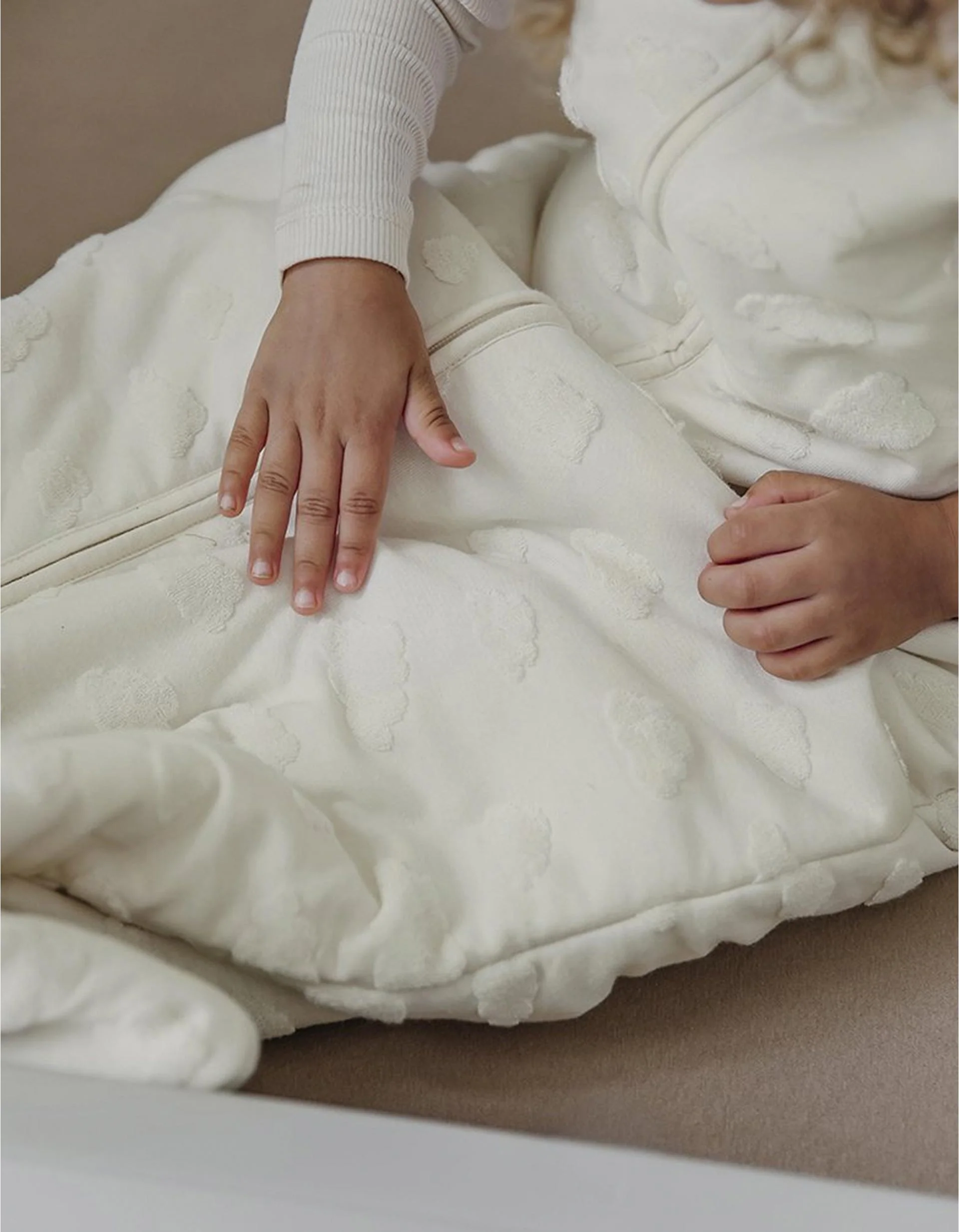 Sleeping Bag with Sleeves Meyco TOG 3.0 90 cm, Clouds Naturel - Image 6
