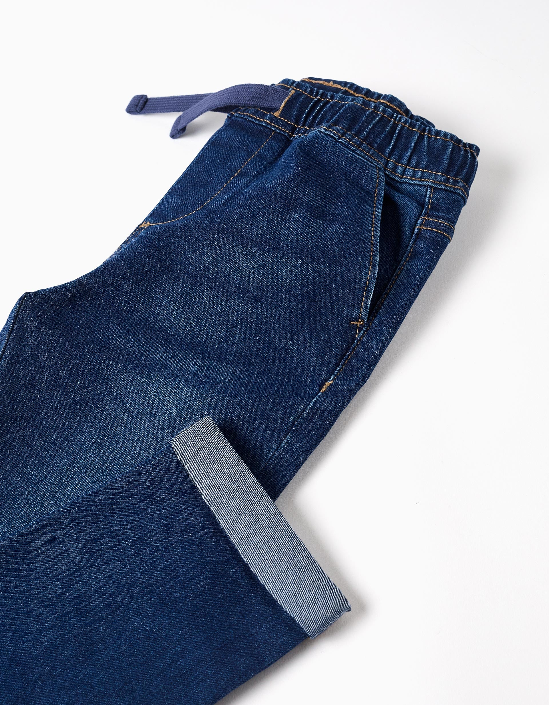 Slim fit jeans with drawstring for boys, dark blue - Image 7