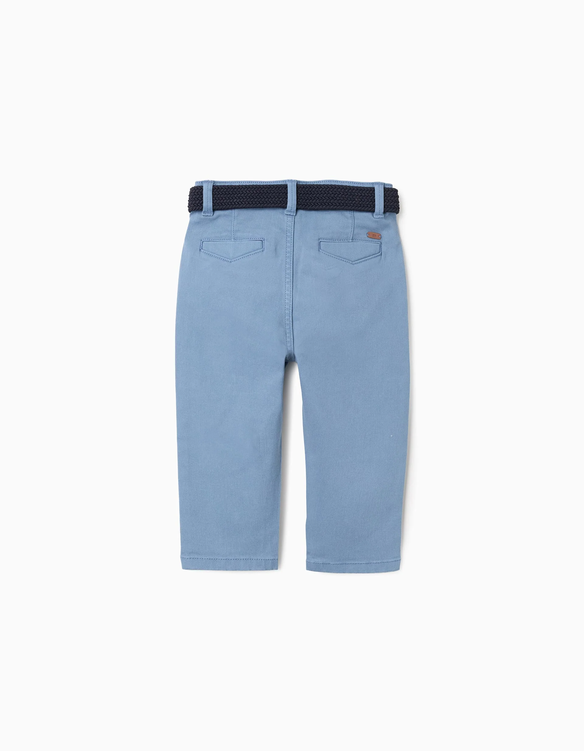 Slim fit twill chino trousers with belt for baby boys, light blue - Image 2