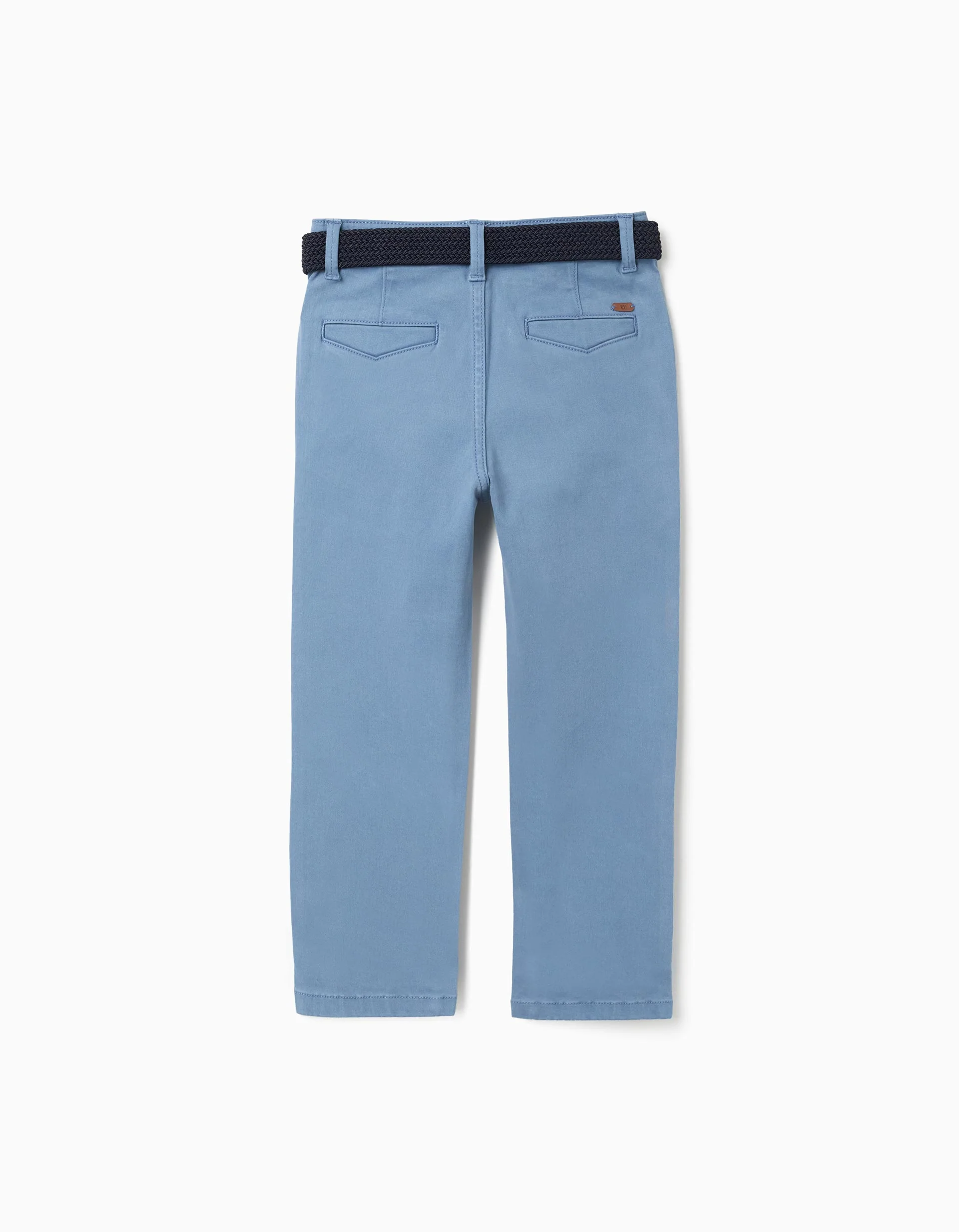Slim fit twill chino trousers with belt for boys, light blue - Image 2