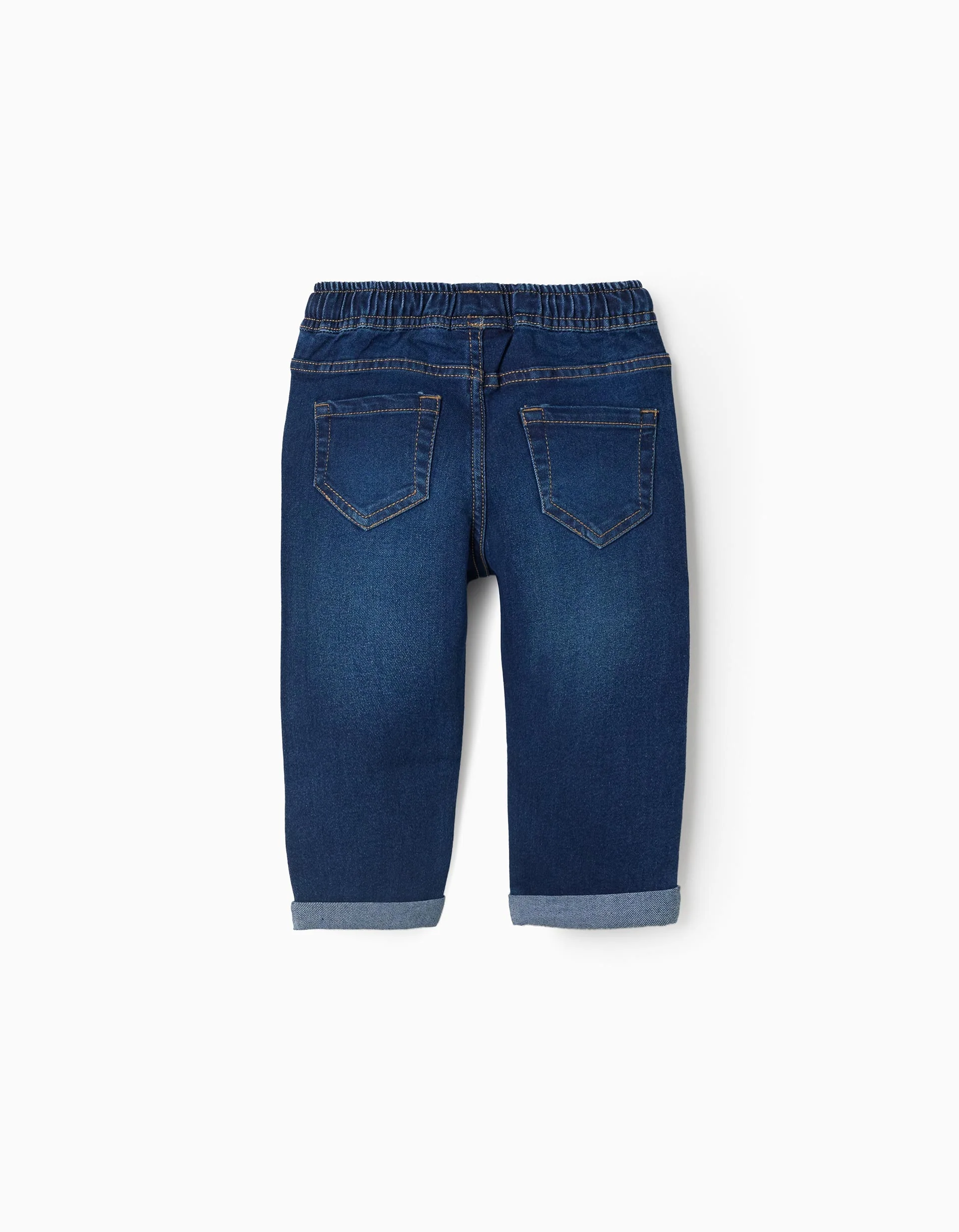 Slim jeans with drawstring for baby boys, dark blue - Image 2