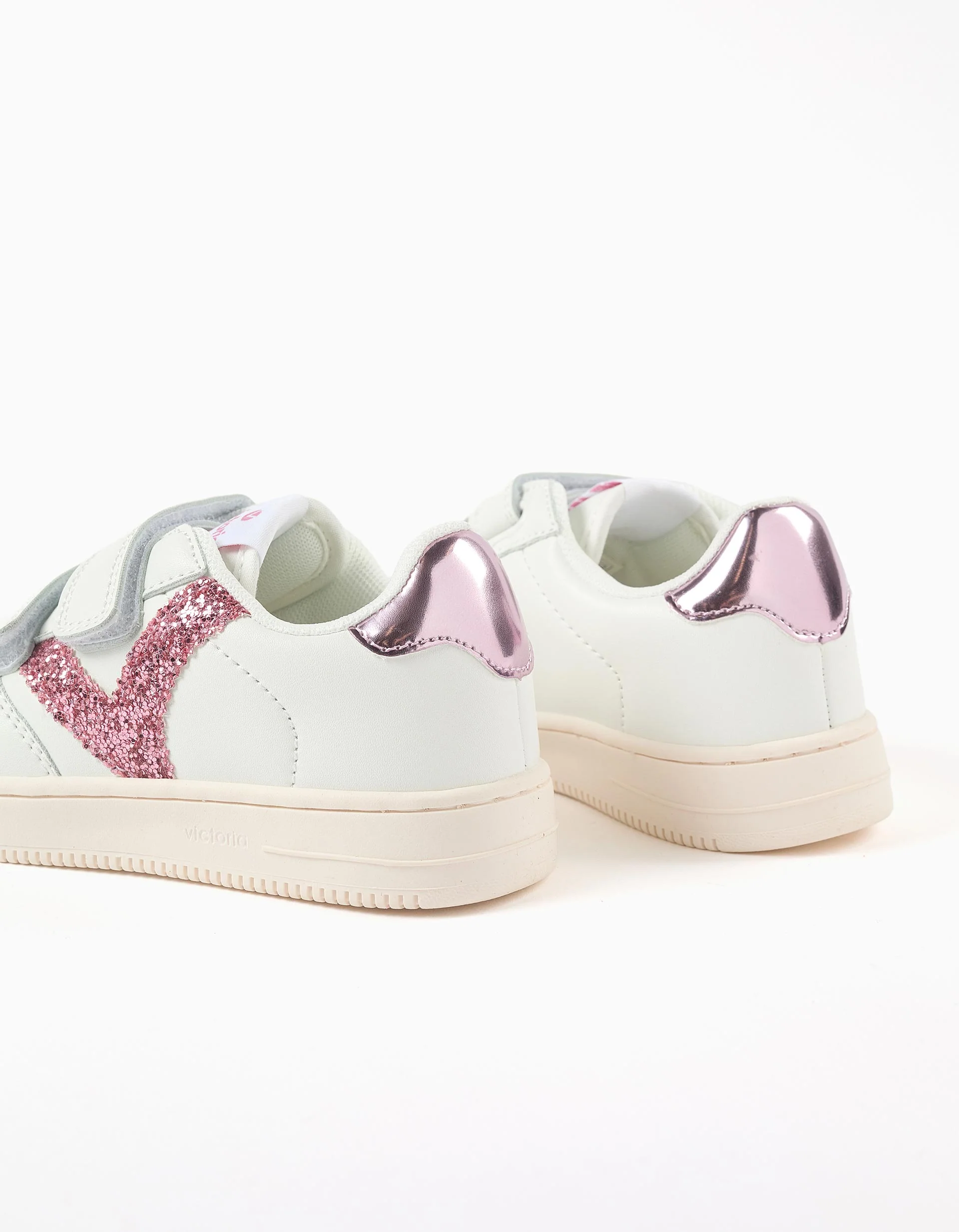 Sneakers with Glitter for Girls 'Victoria Tiempo', White/Pink - Image 3