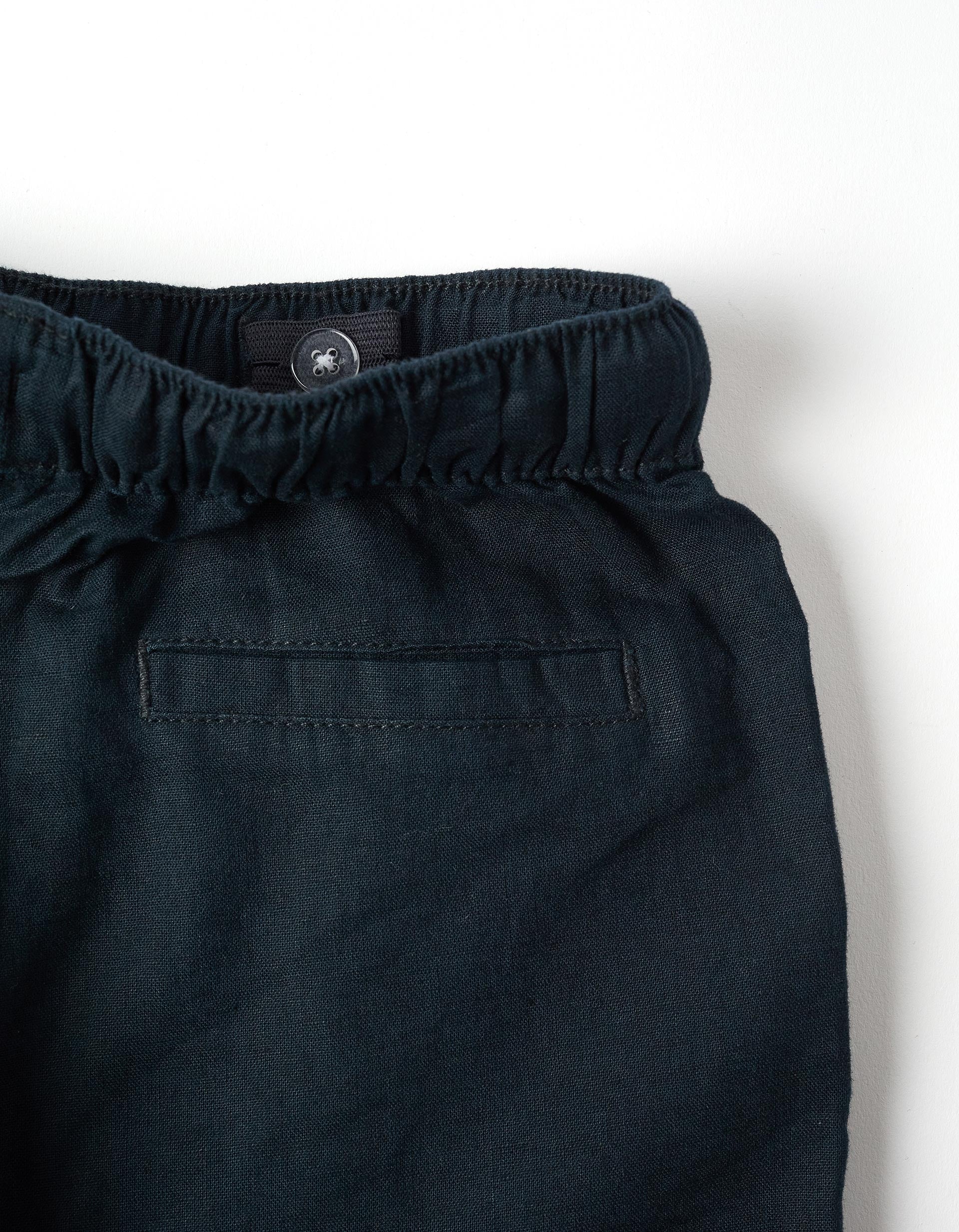 Straight fit linen trousers with drawstring for boys, dark blue - Image 3