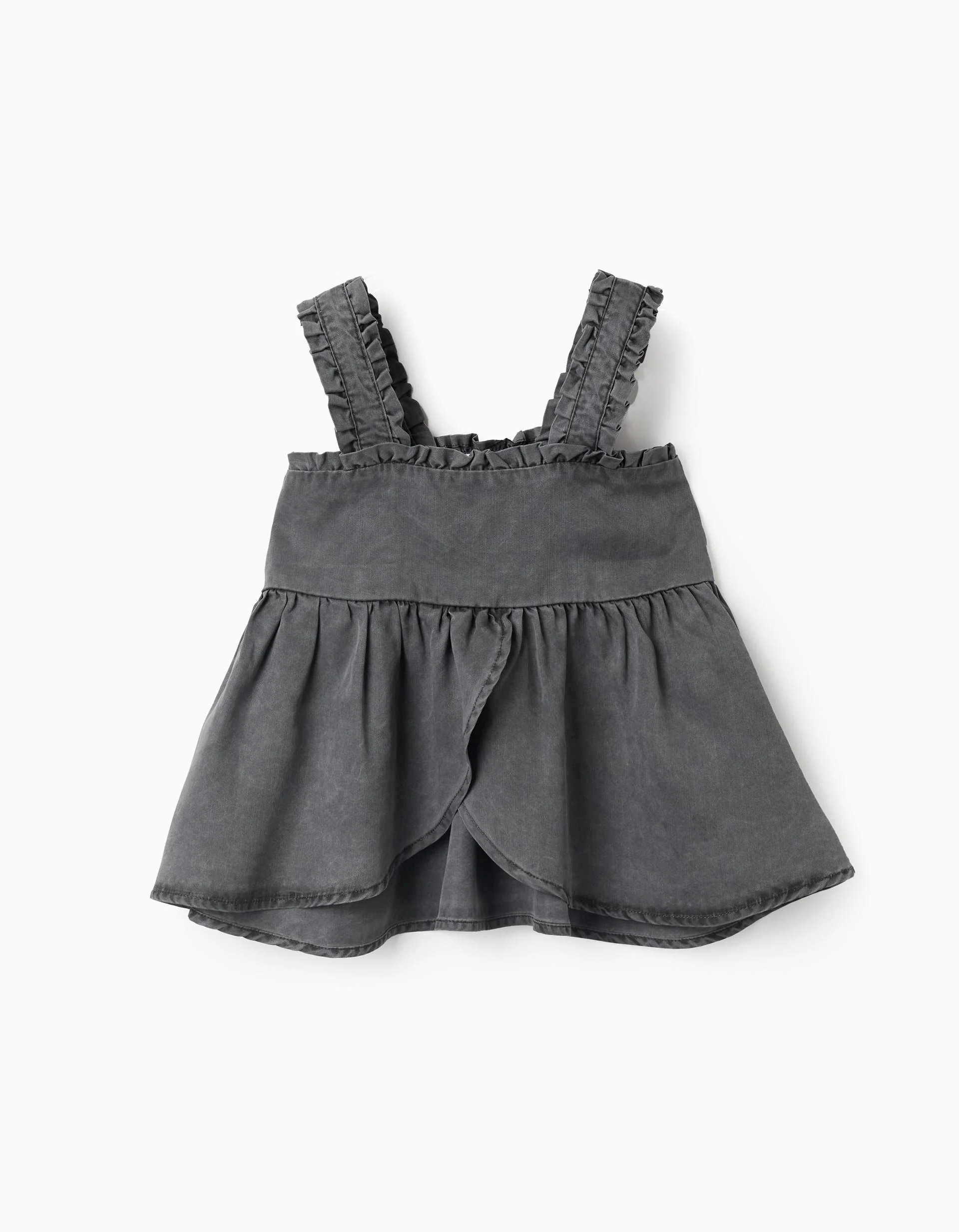Strappy Ruffle Top for Girls, Dark Grey - Image 2