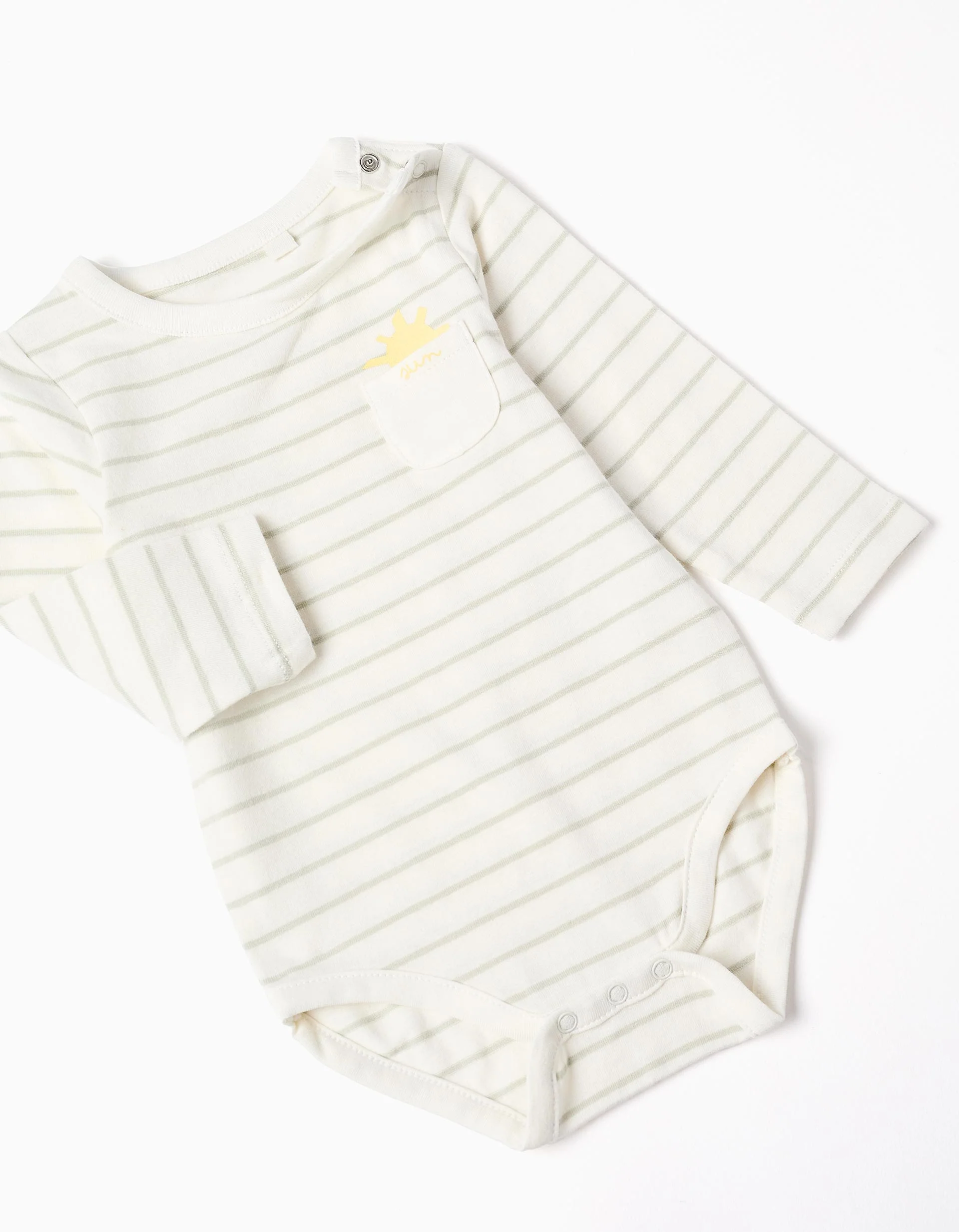 Striped bodysuit + trousers for newborn boys, white/green/blue - Image 3