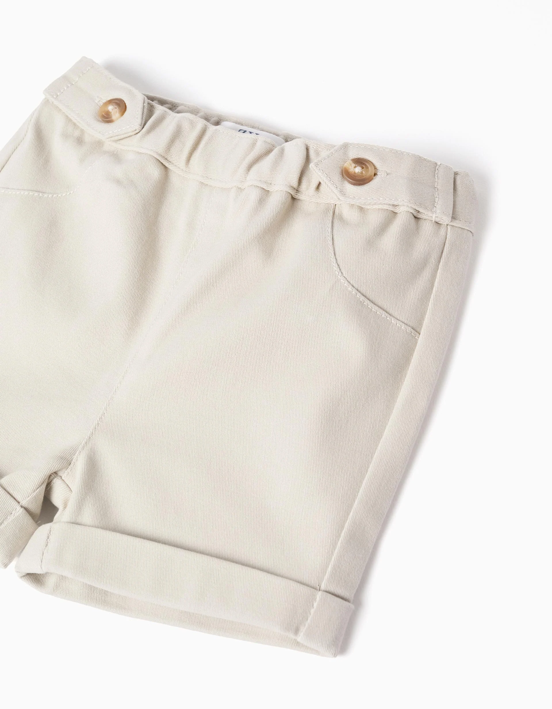 Striped bodysuit + twill shorts for newborn boys, white/beige - Image 4