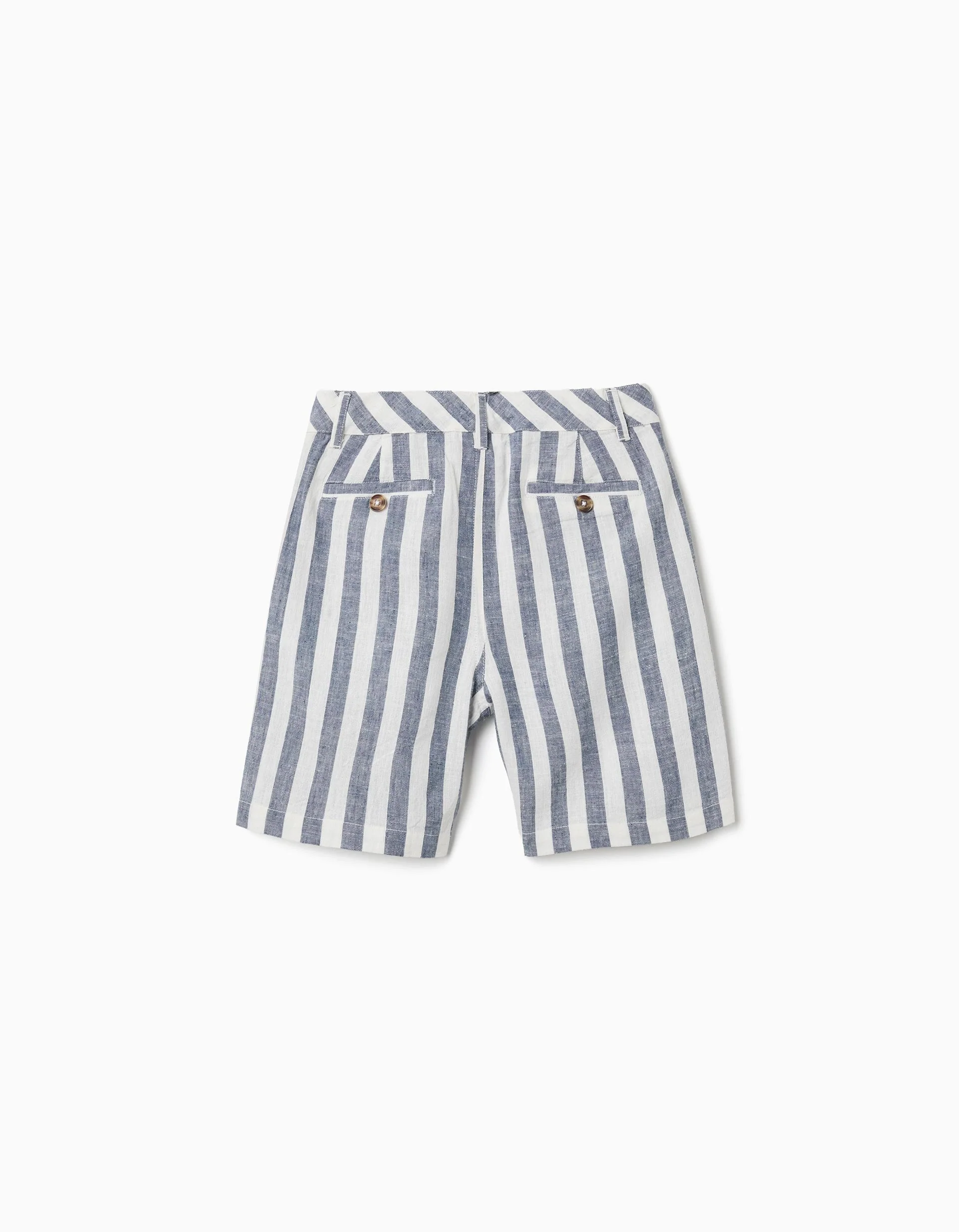Striped cotton and linen chino shorts You&Me for boys, white/blue - Image 2