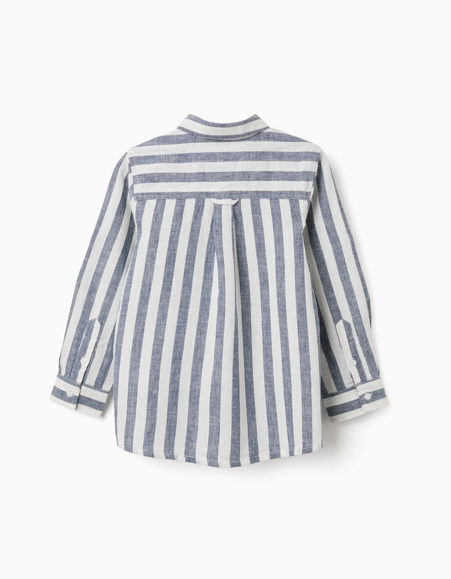 Striped cotton and linen shirt You&Me for boys, white/blue - Image 3