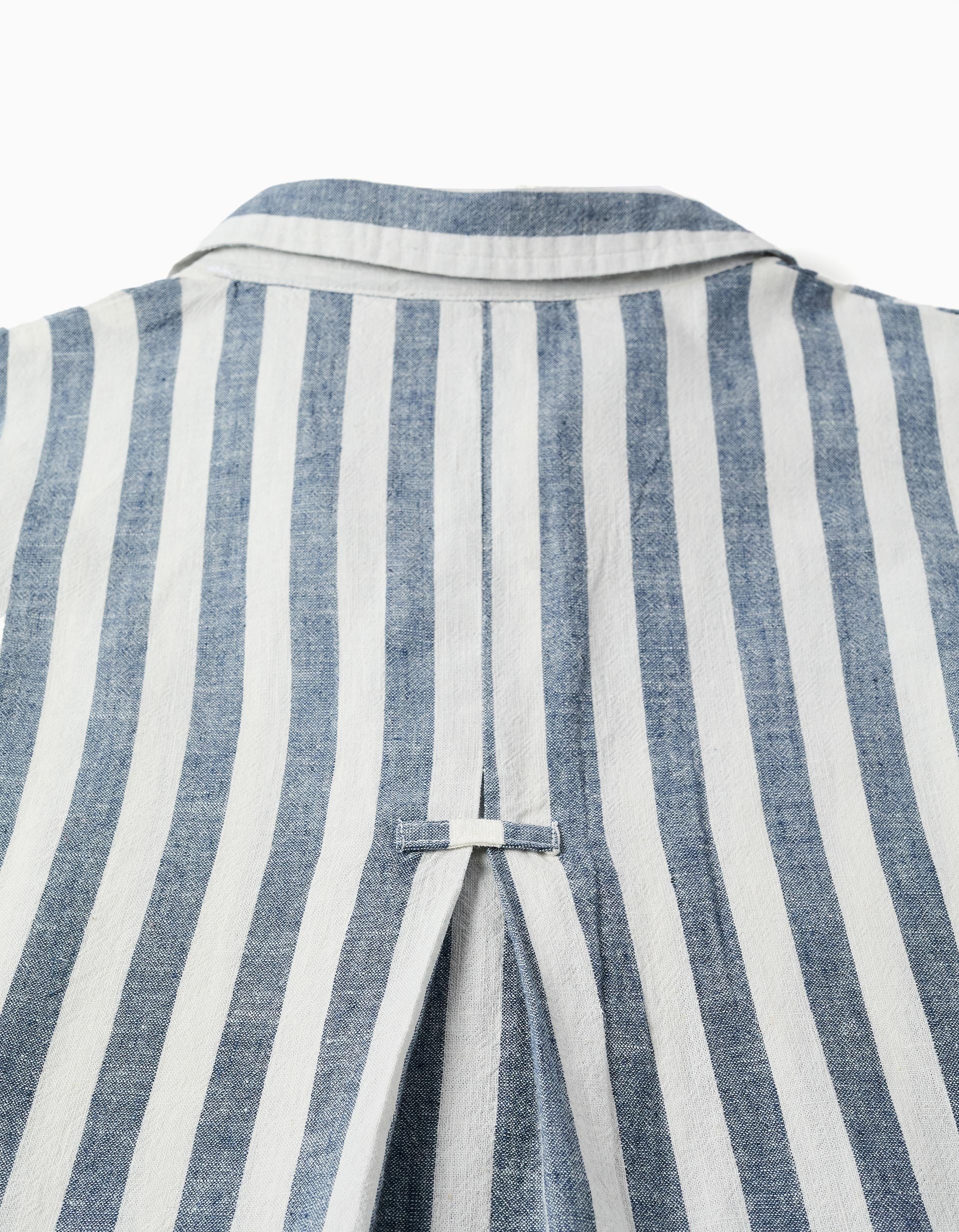 Striped oversized shirt in linen You&Me for women, white/blue - Image 6