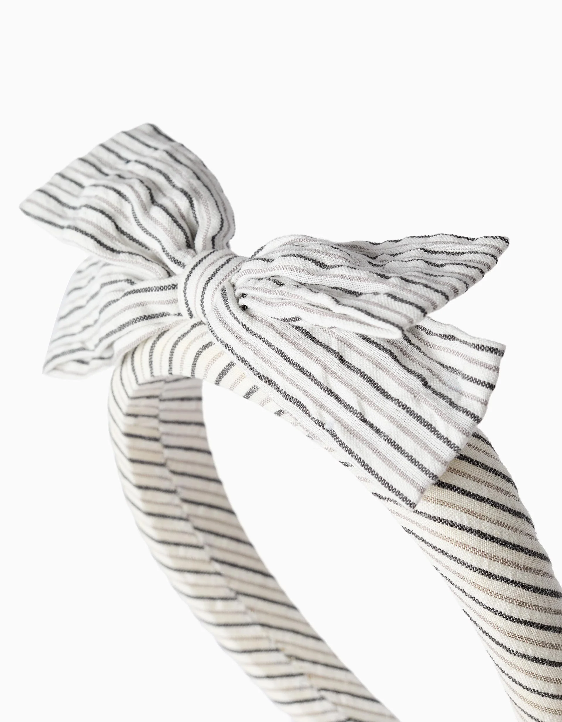 Striped padded Alice band with bow B&S for girls, white/grey - Image 3