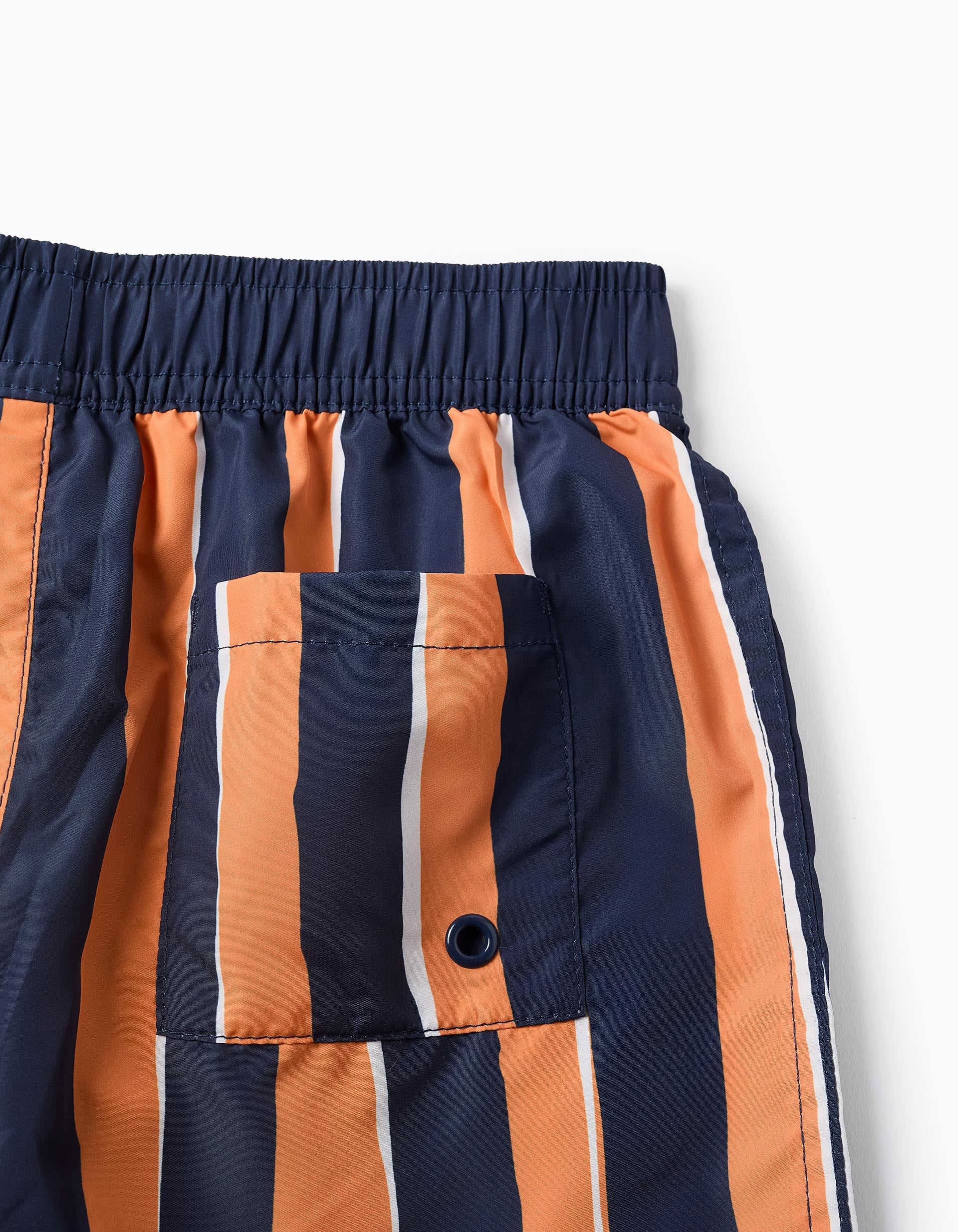 Striped Swim Shorts for Boys, Blue/Orange - Image 4