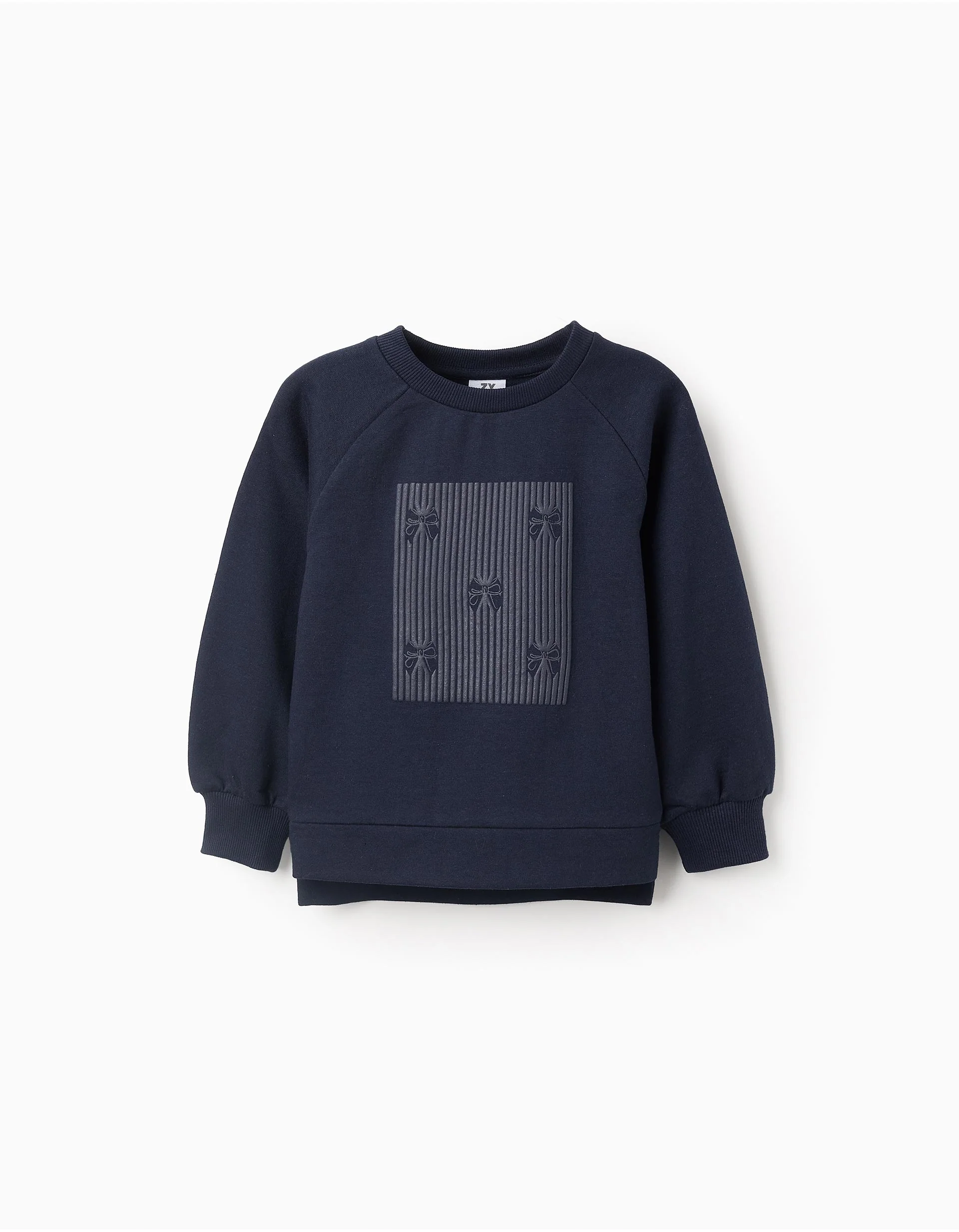 Sweatshirt with Embossed Print for Girls 'Bows', Dark Blue - Image 3