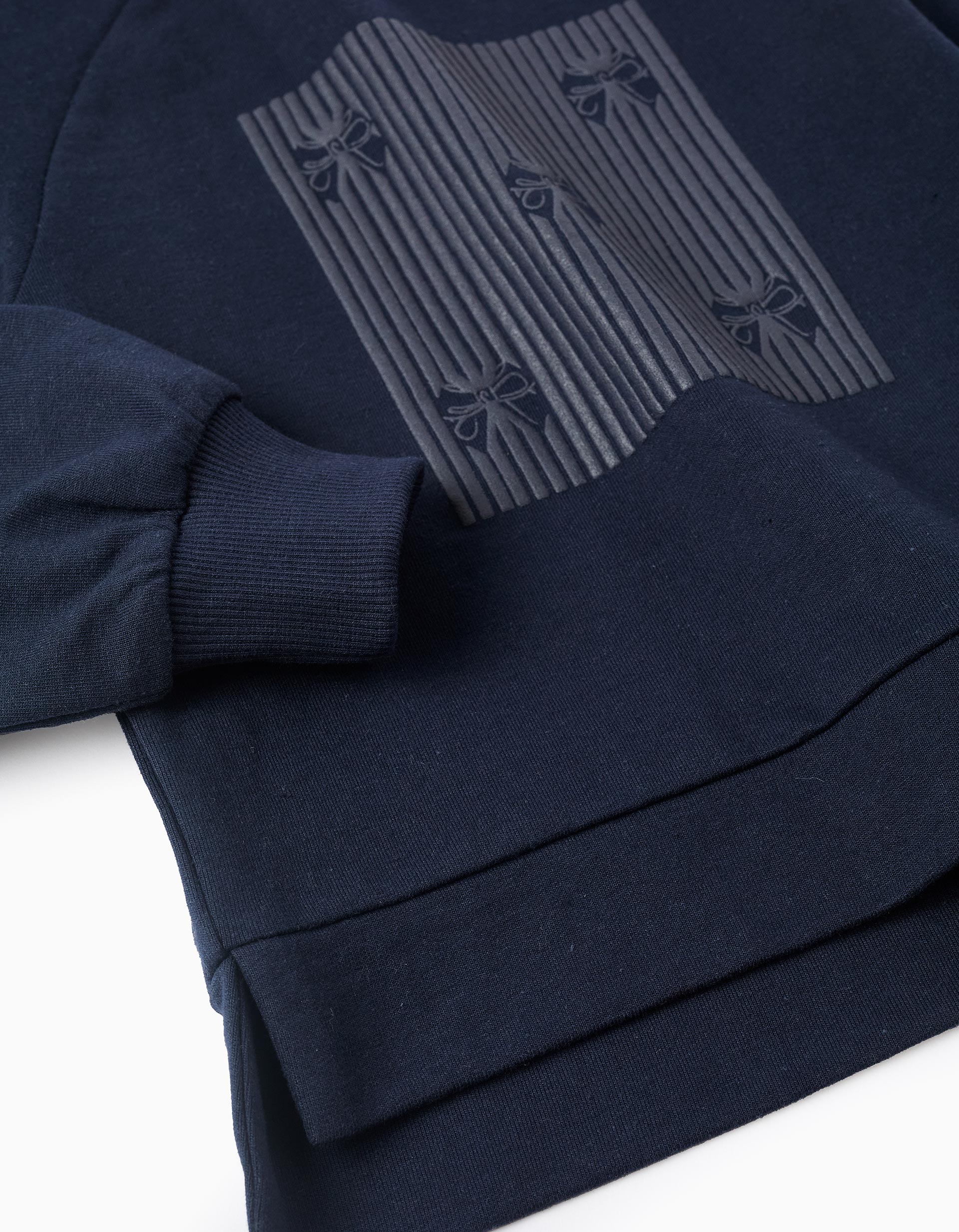 Sweatshirt with Embossed Print for Girls 'Bows', Dark Blue - Image 5