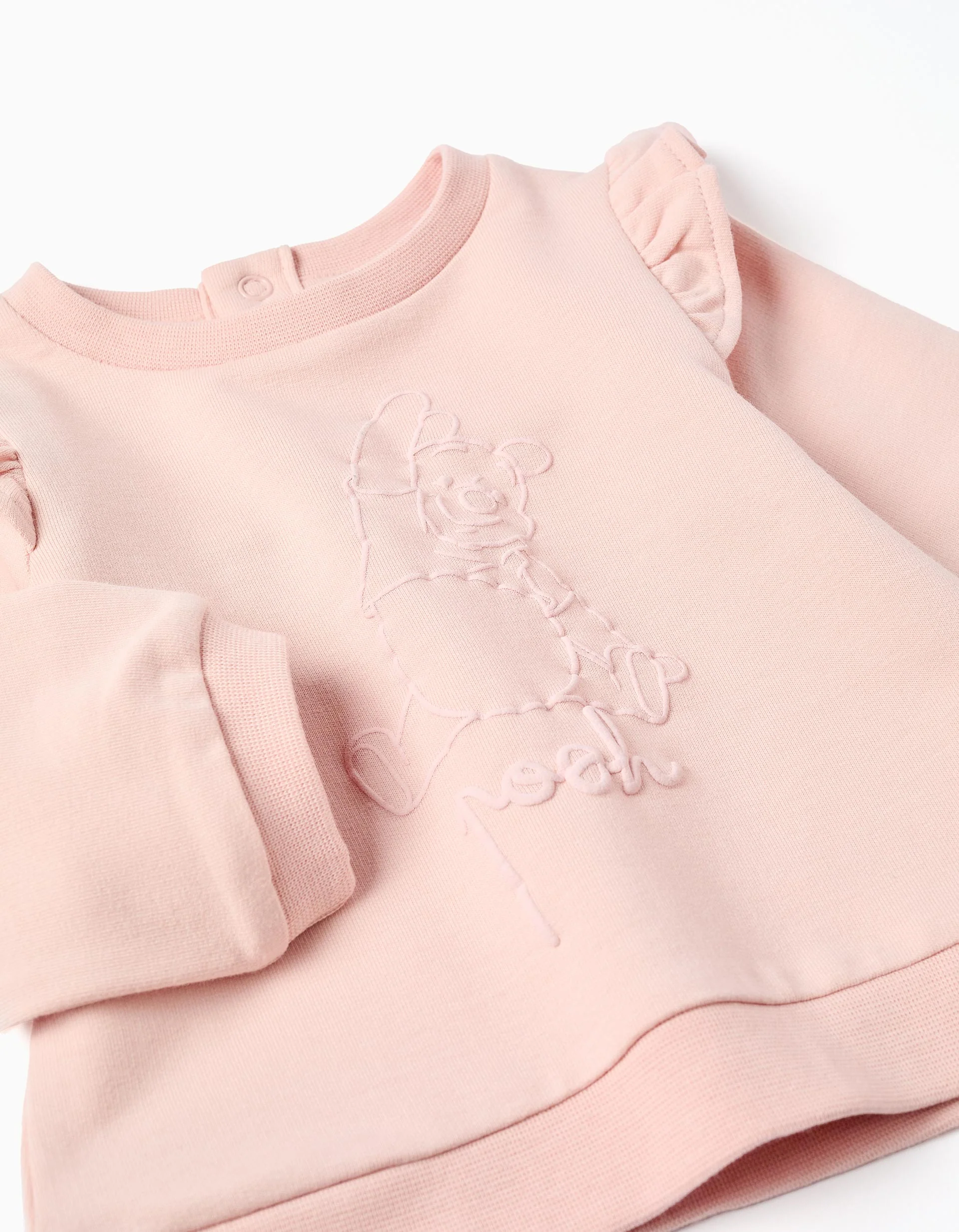 Sweatshirt with Pooh print + trousers for newborn girls, light pink - Image 3