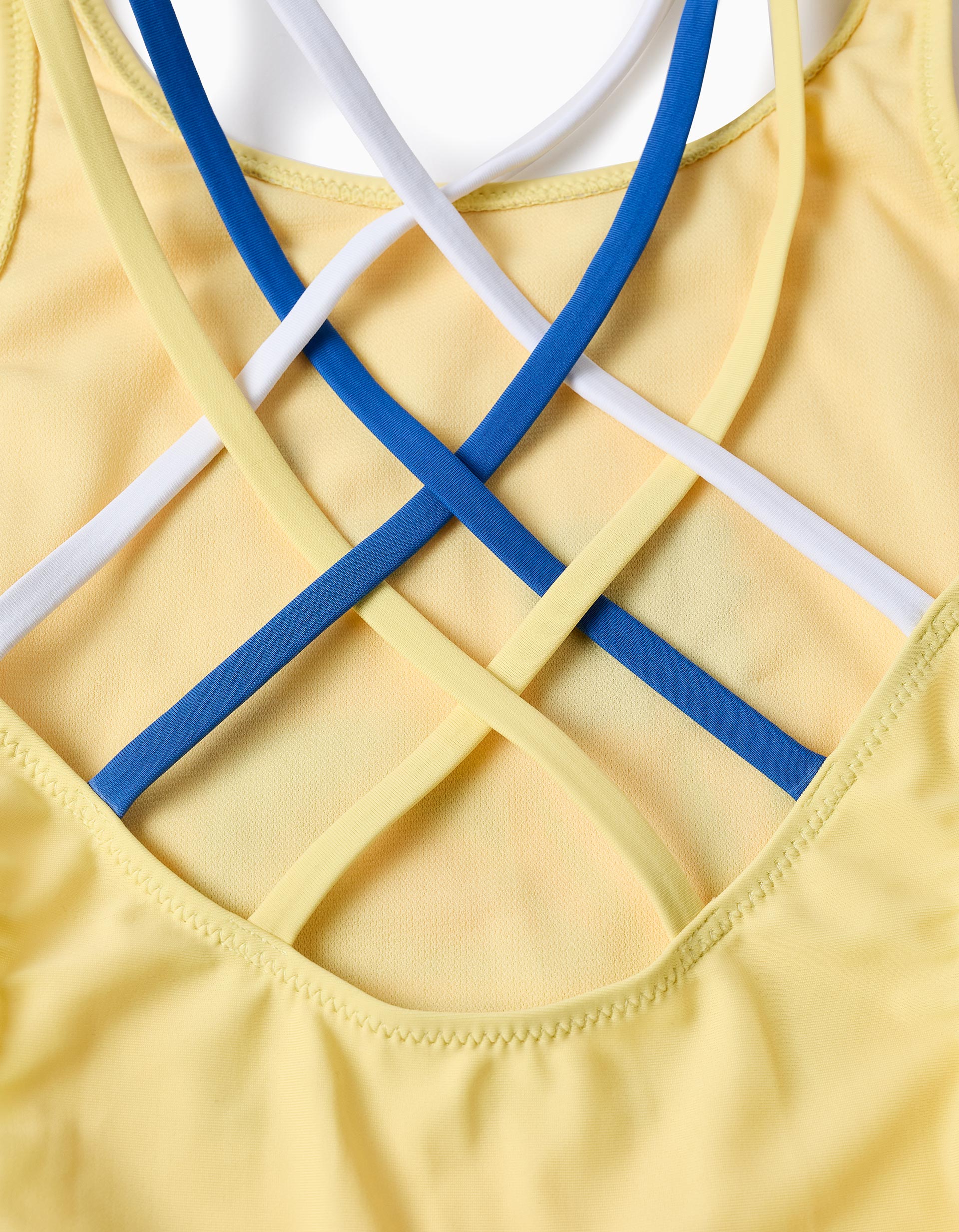 Swimsuit with Sequins and Triple Straps for Girls, Yellow - Image 5