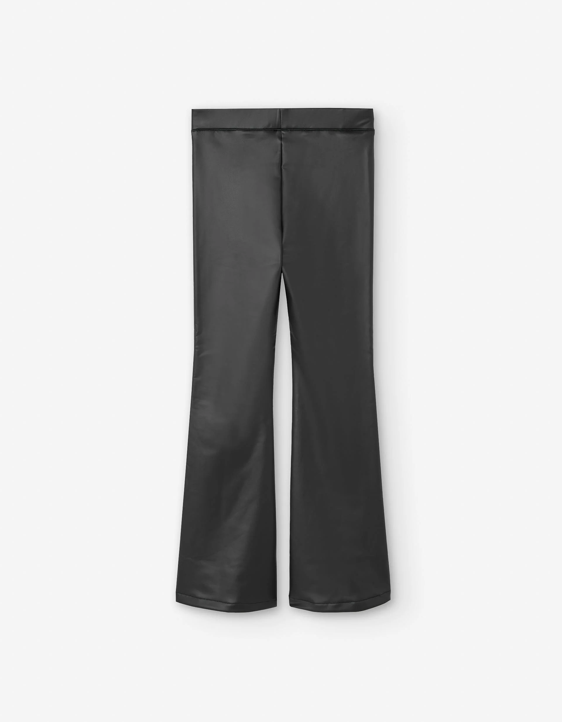 Synthetic leather flared leggings with brushed lining for girls, black - Image 2