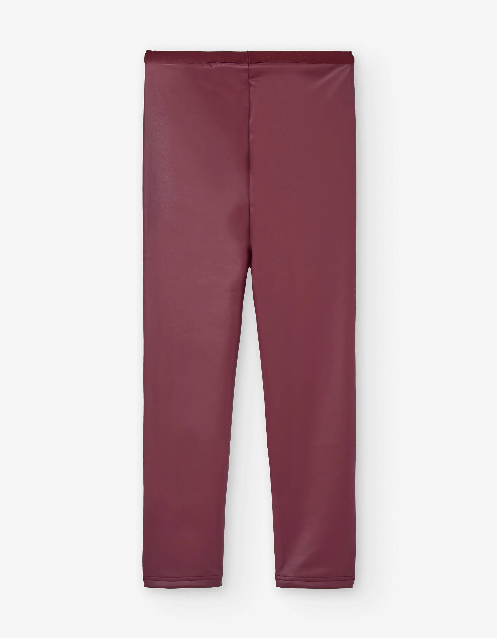 Synthetic leather leggings for girls, dark red - Image 2