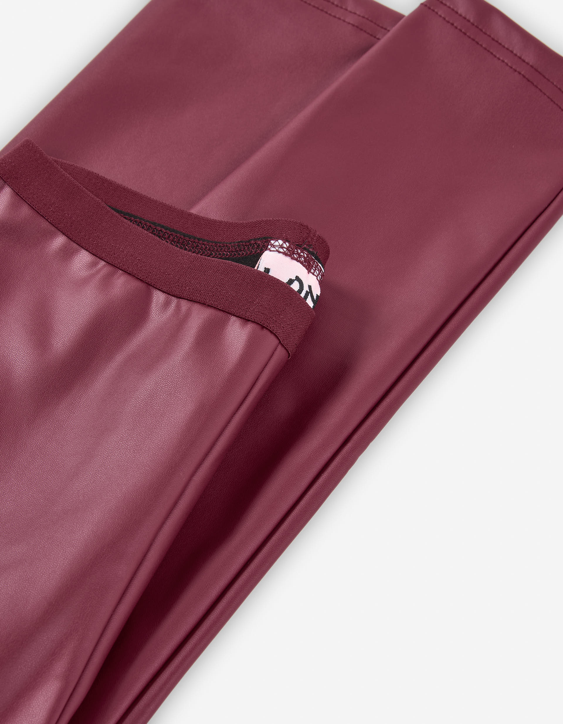 Synthetic leather leggings for girls, dark red - Image 3