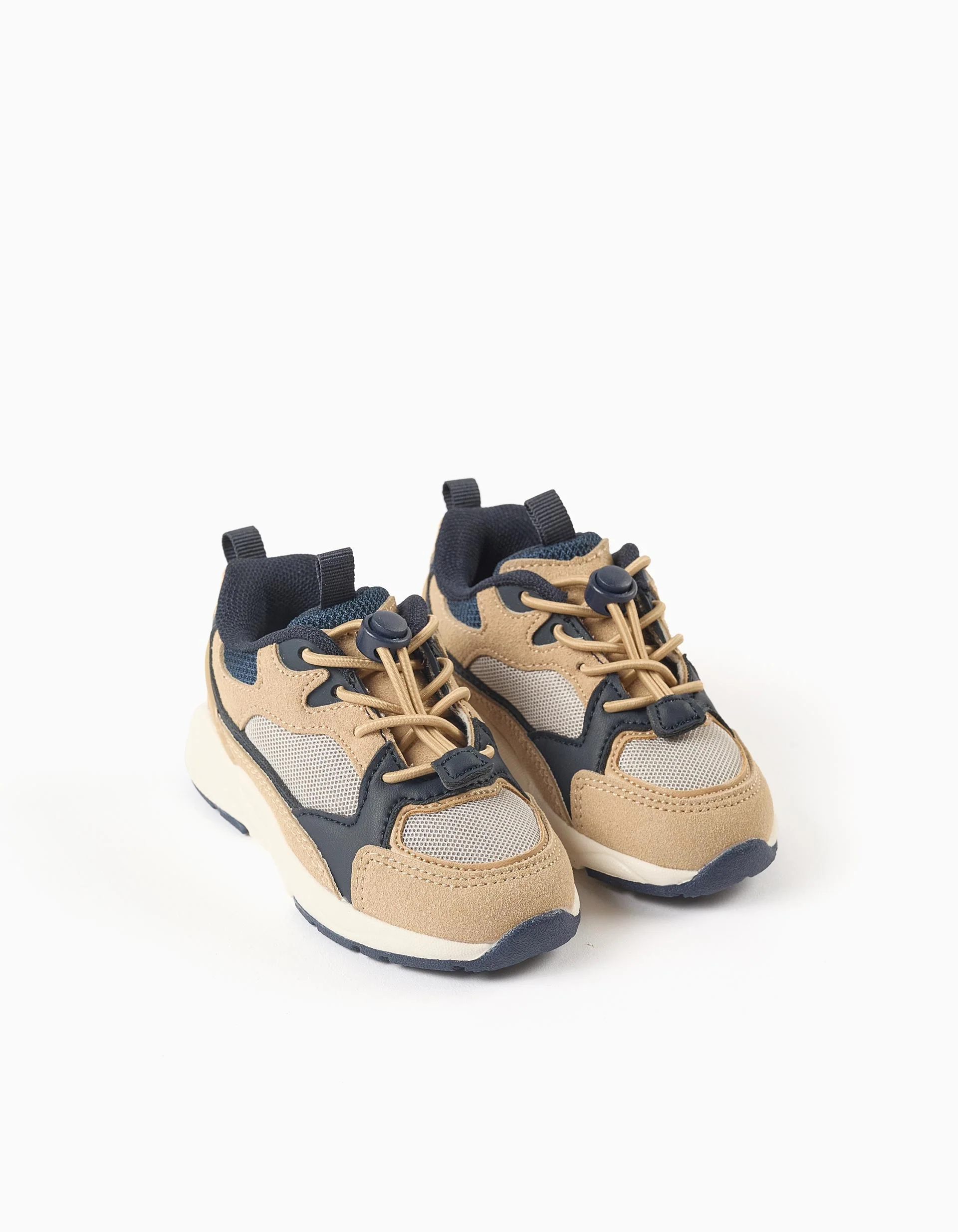 Trainers with adjustable laces Superlight Runner for baby boys, beige/blue - Image 2