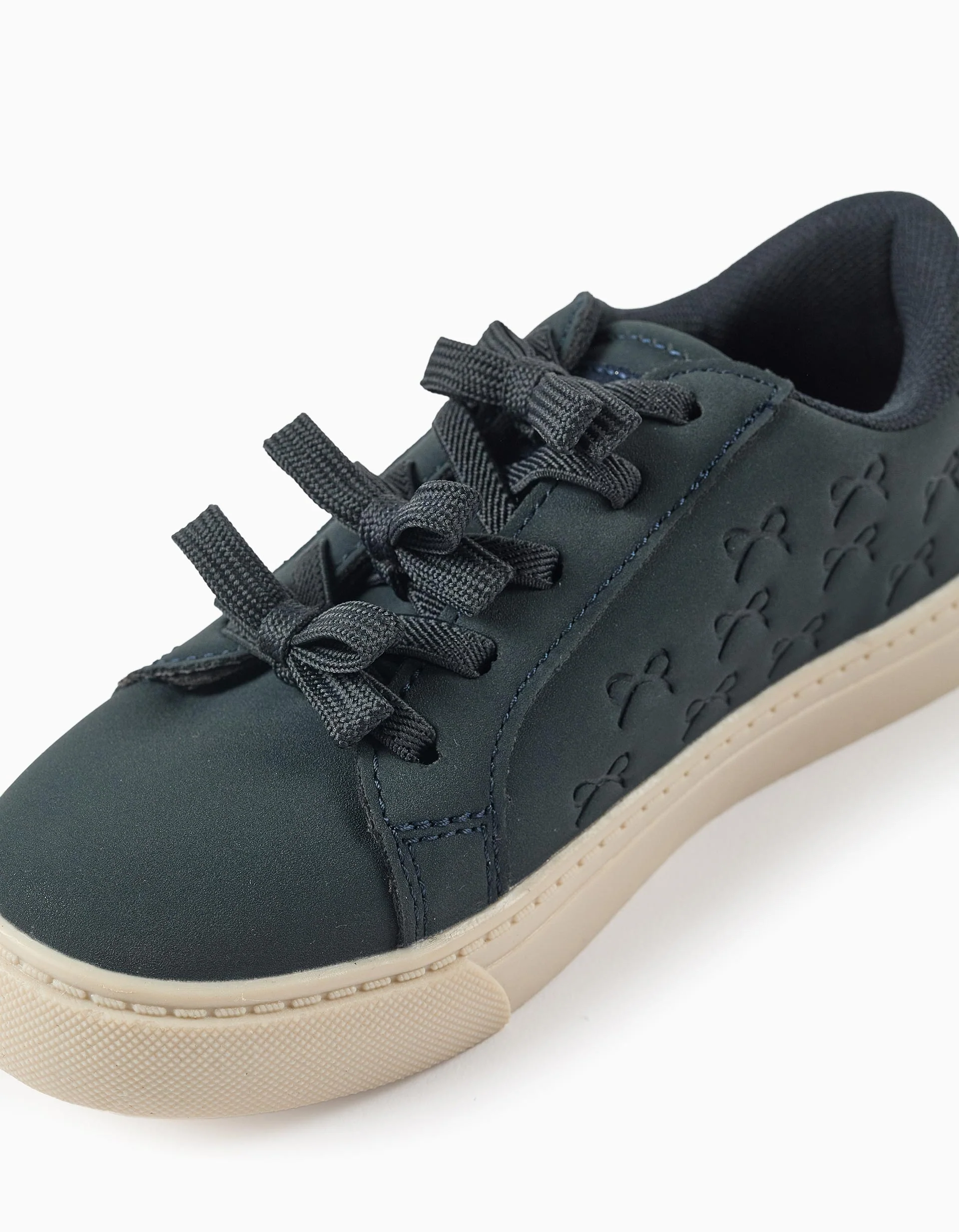 Trainers with embossed bows for girls, dark blue - Image 5