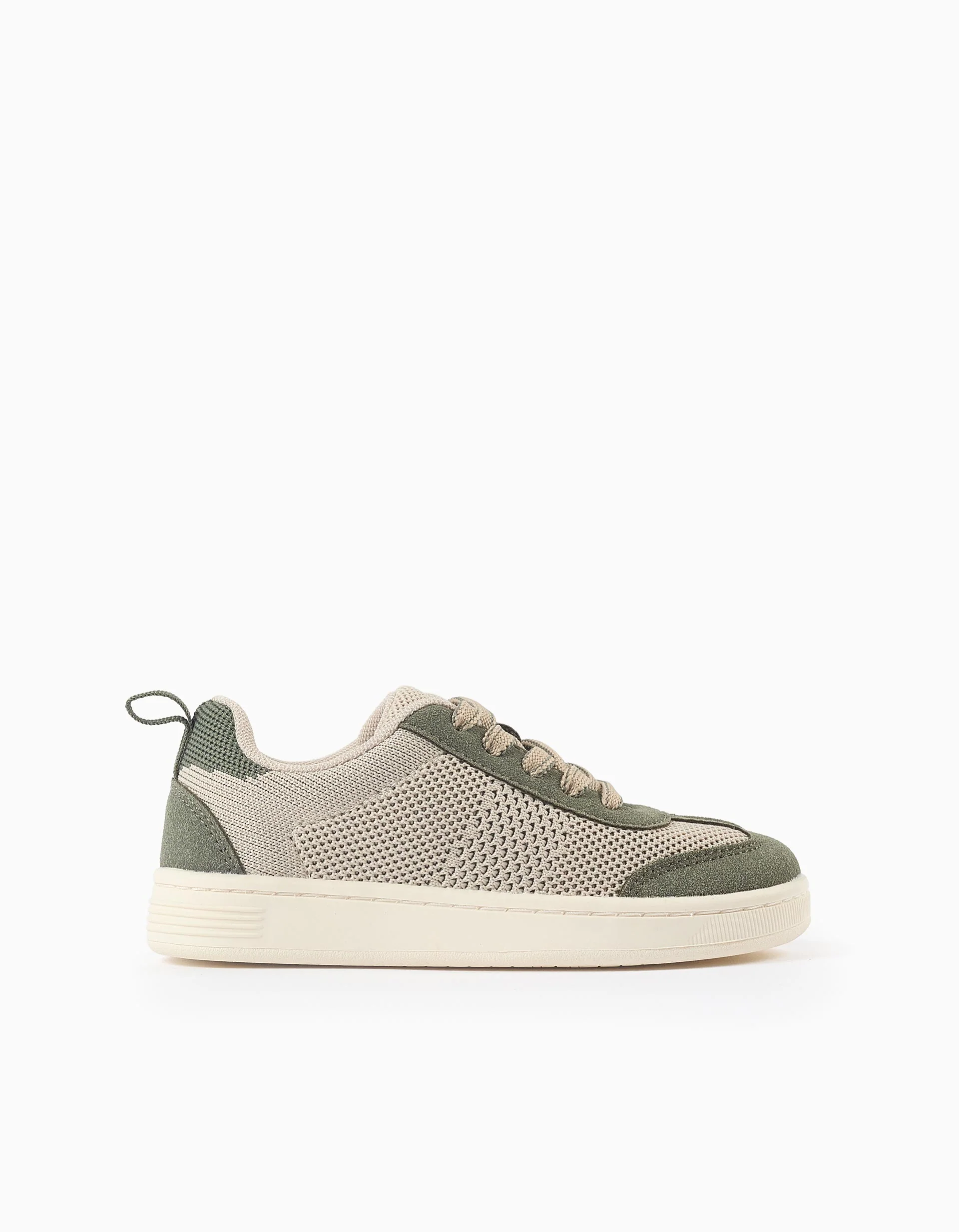 Trainers with mesh details and laces for boys, beige/green