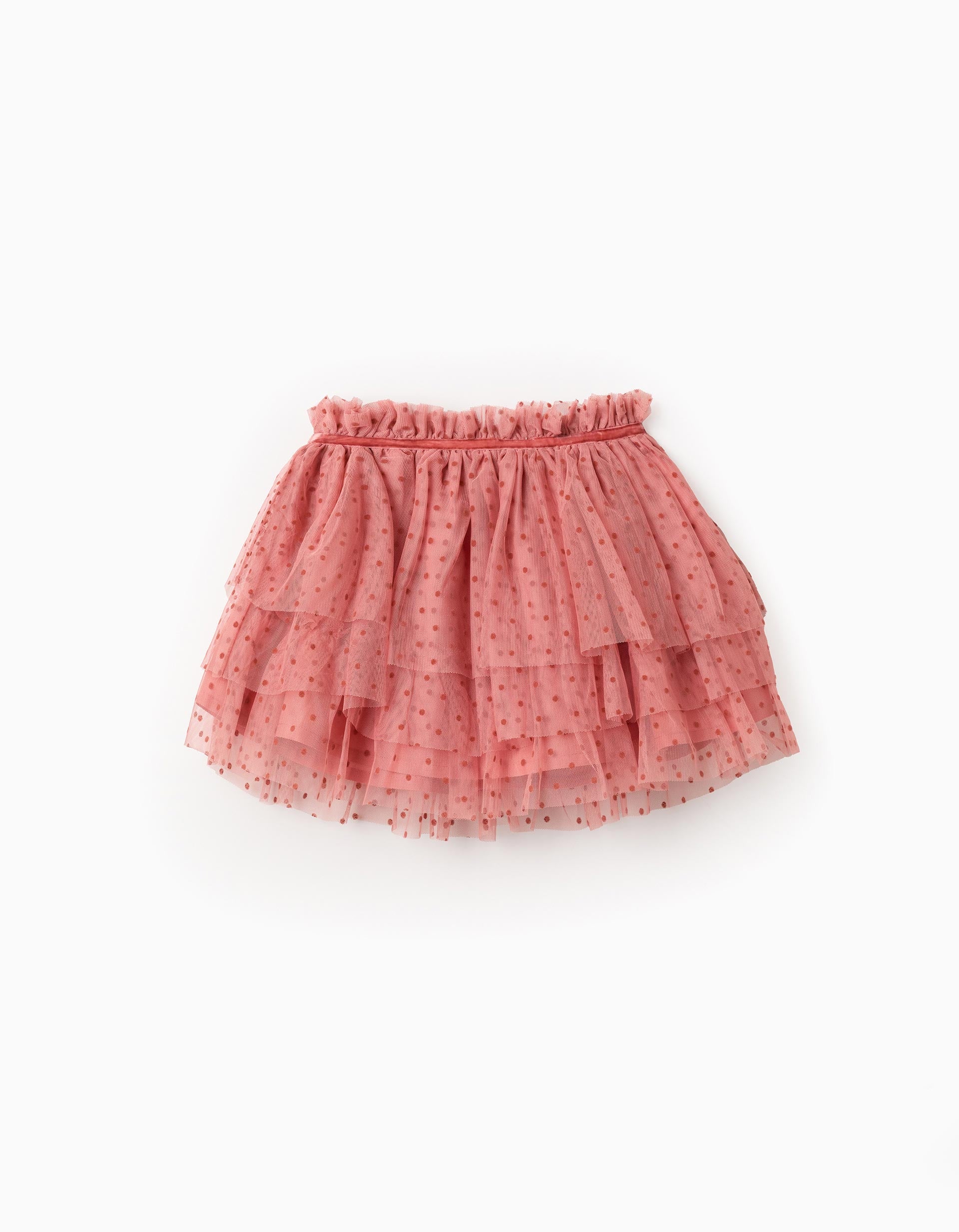 Tulle skirt with velvet dots for girls, pink - Image 3
