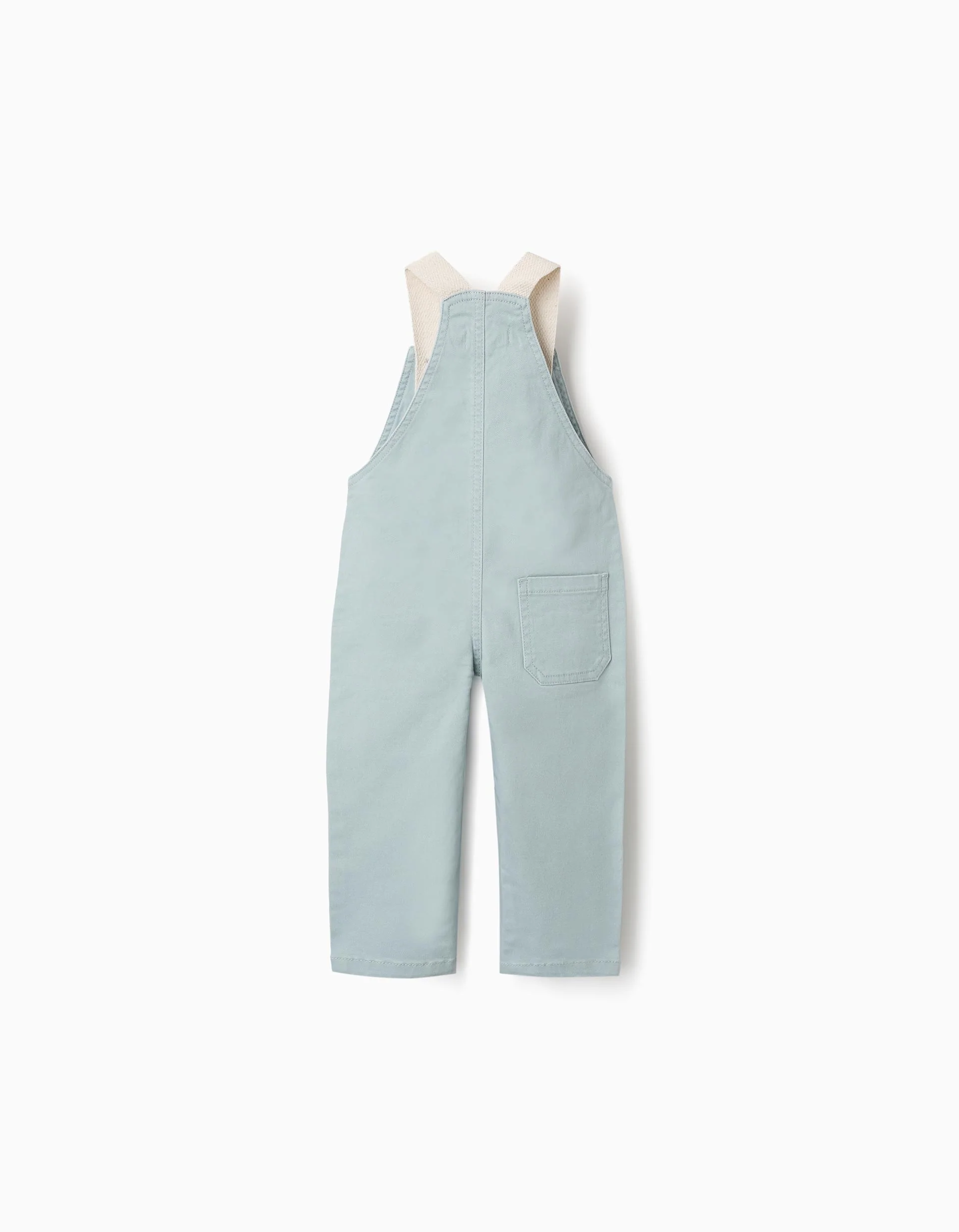 Twill dungarees with adjustable straps for baby boys, light green - Image 3