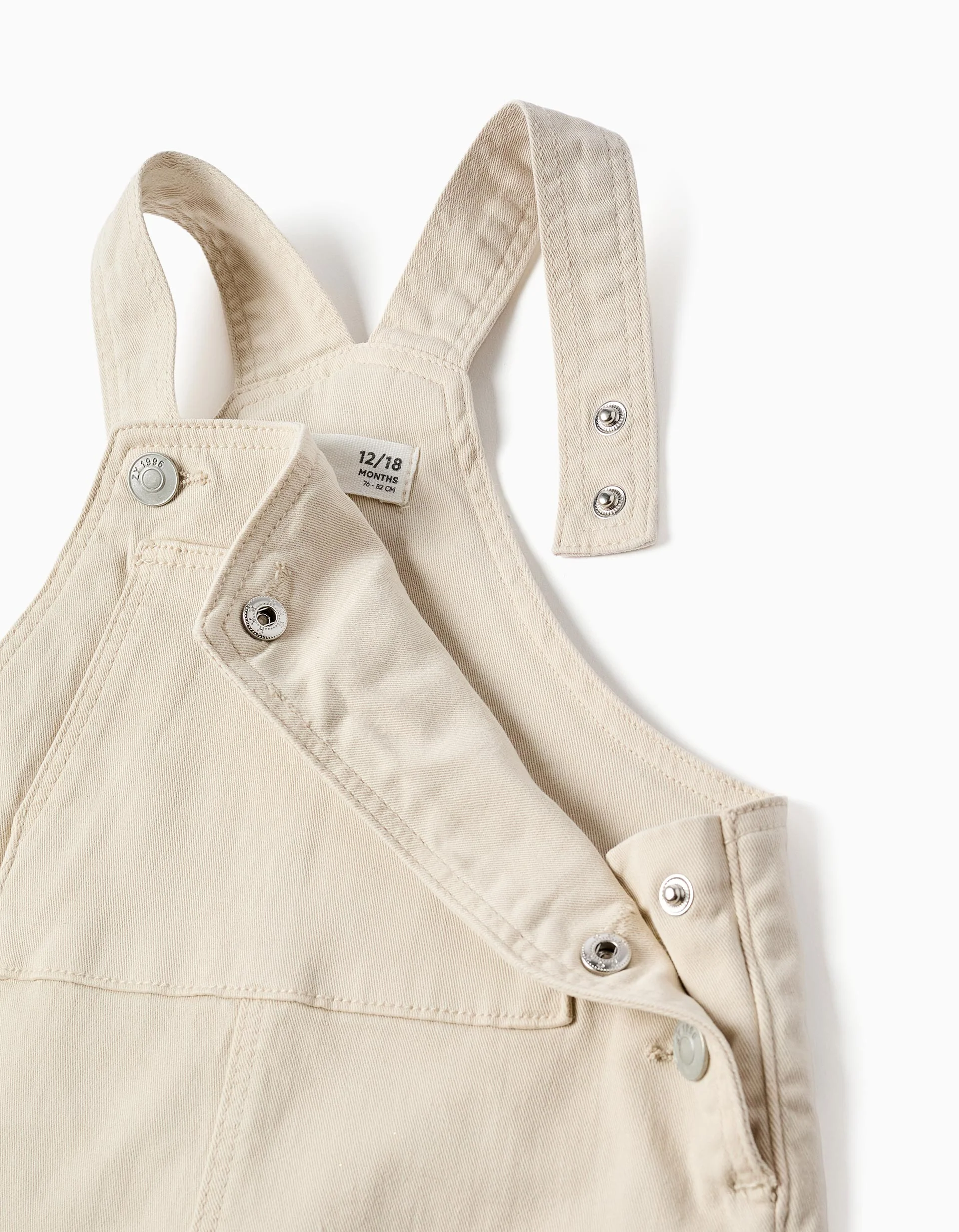 Twill dungarees with cargo pocket for baby boys, beige - Image 3