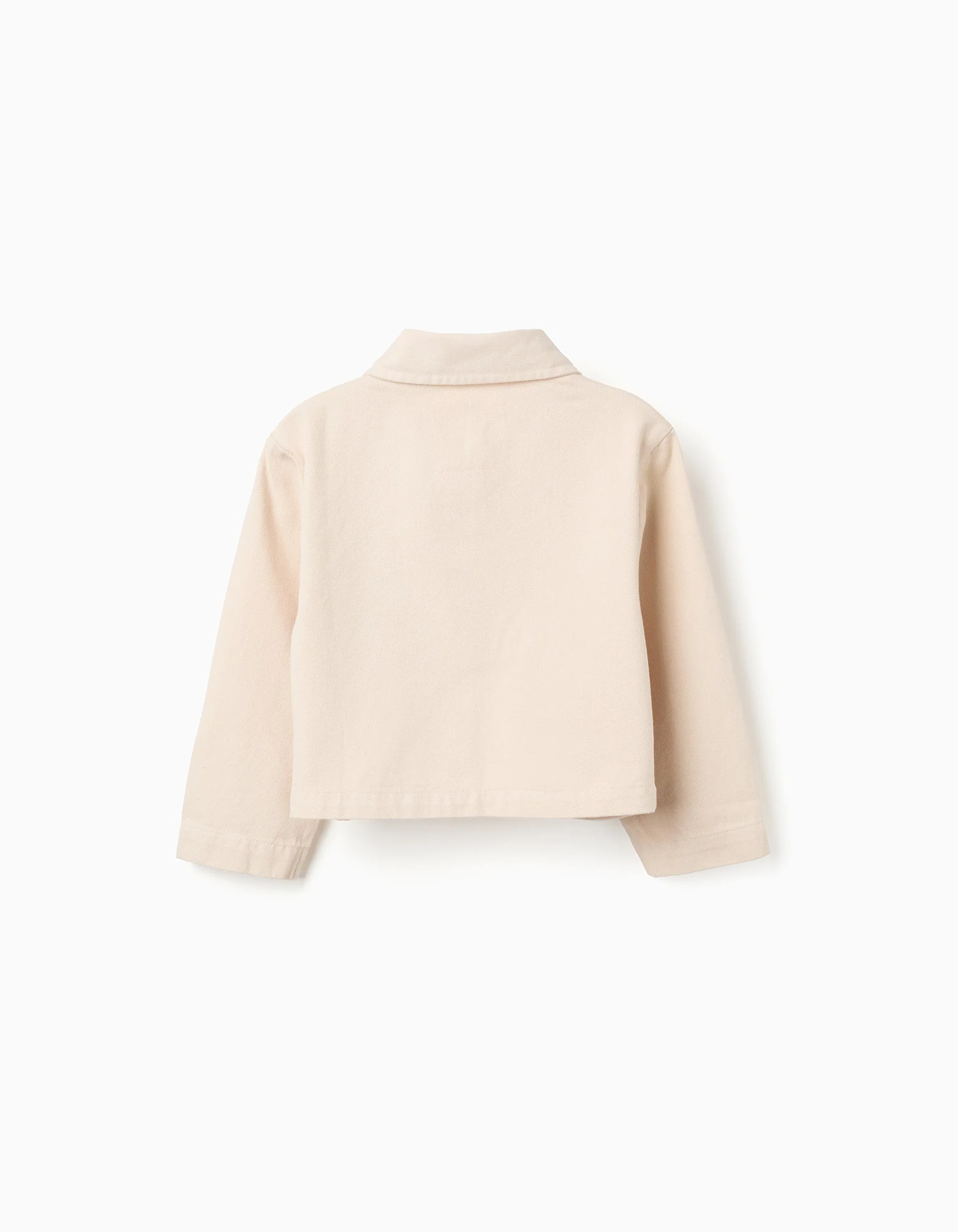 Twill jacket with cross-stitch embroidery for girls, light beige - Image 2