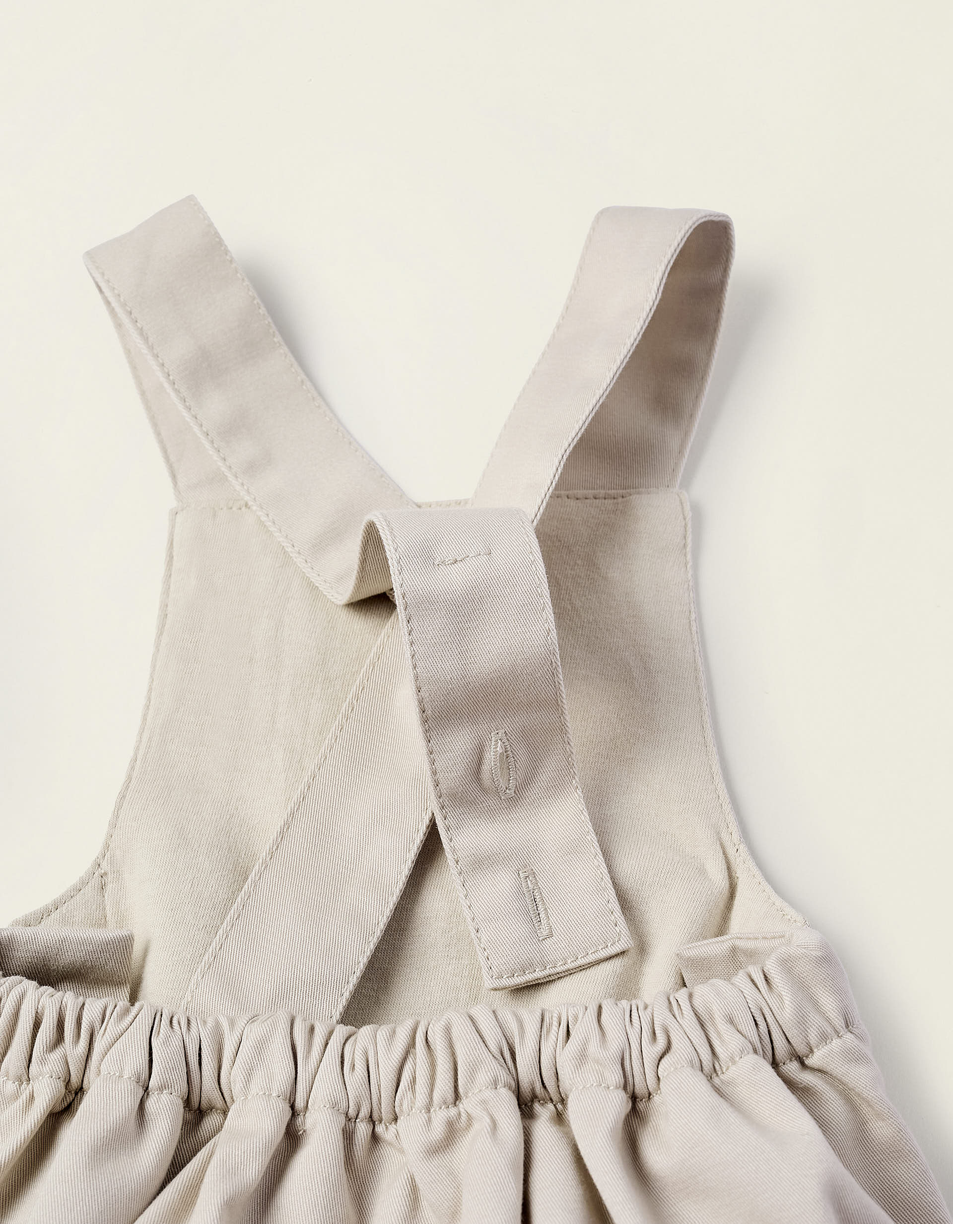 Twill Jumpsuit for Newborns, Beige - Image 3