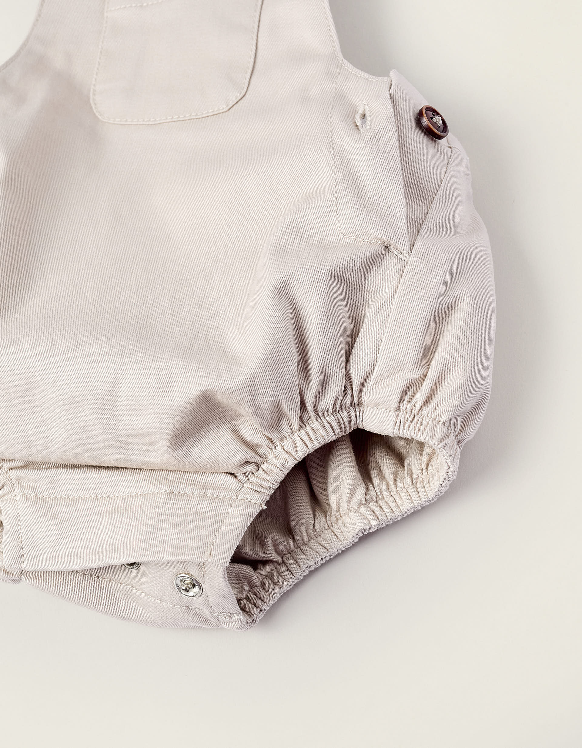 Twill Jumpsuit for Newborns, Beige - Image 4