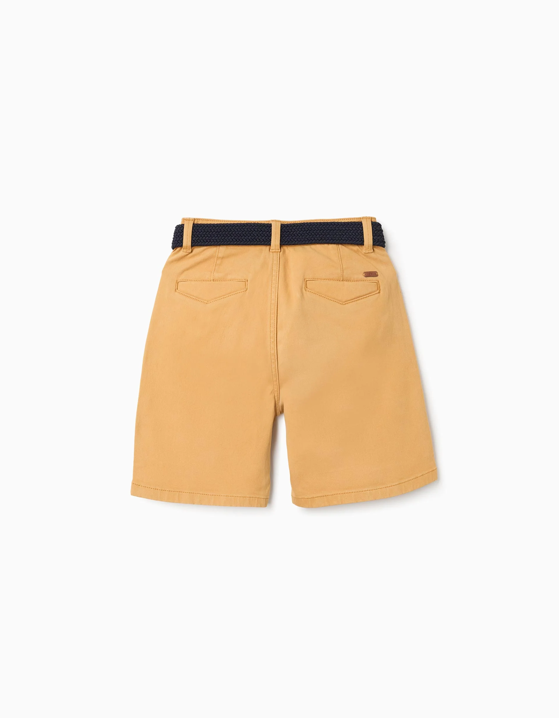 Twill midi shorts with belt for boys, dark yellow - Image 2